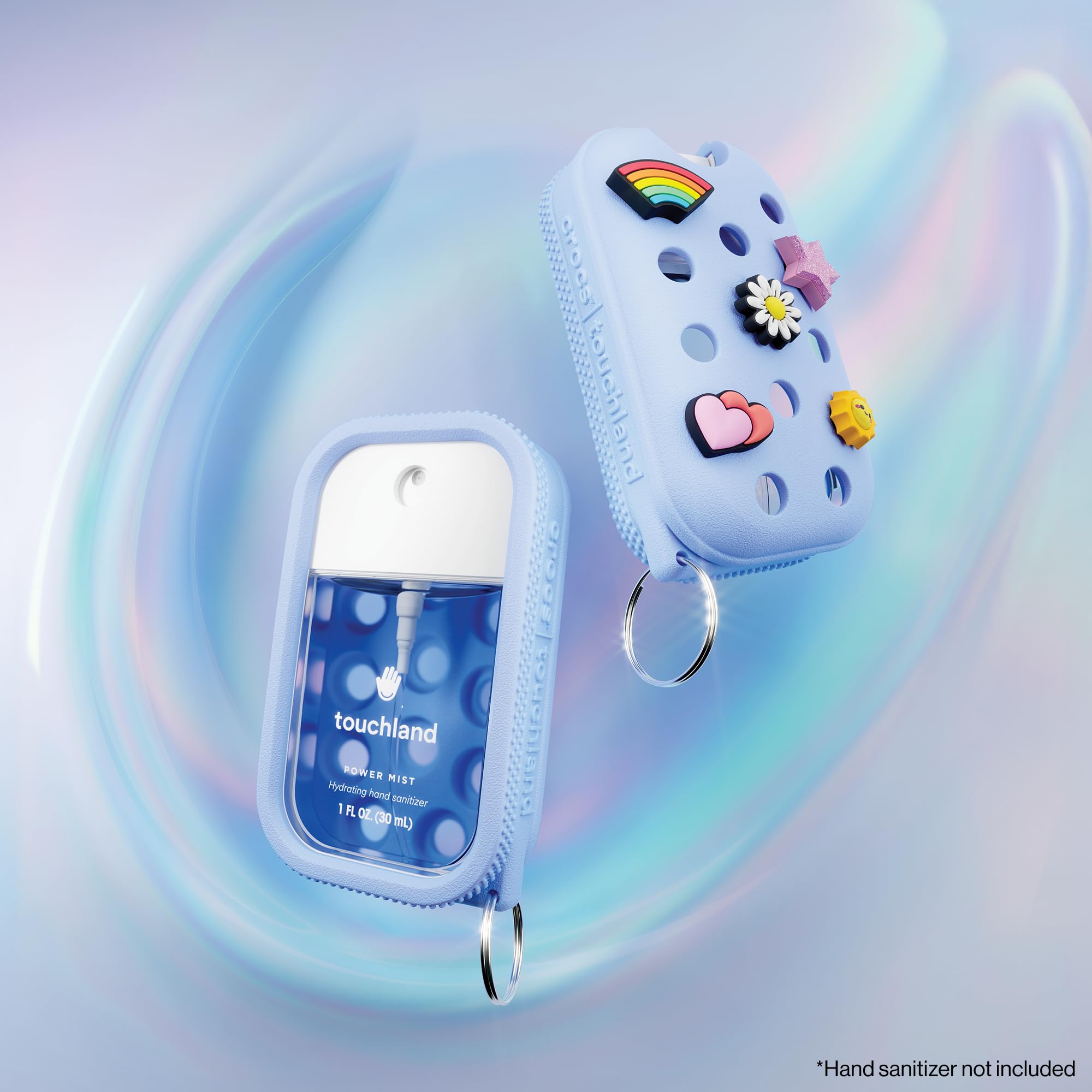 Cinq charms Jibbitz inclus personnalisent l’étui Touchland Crocs bleu Cloudwave.