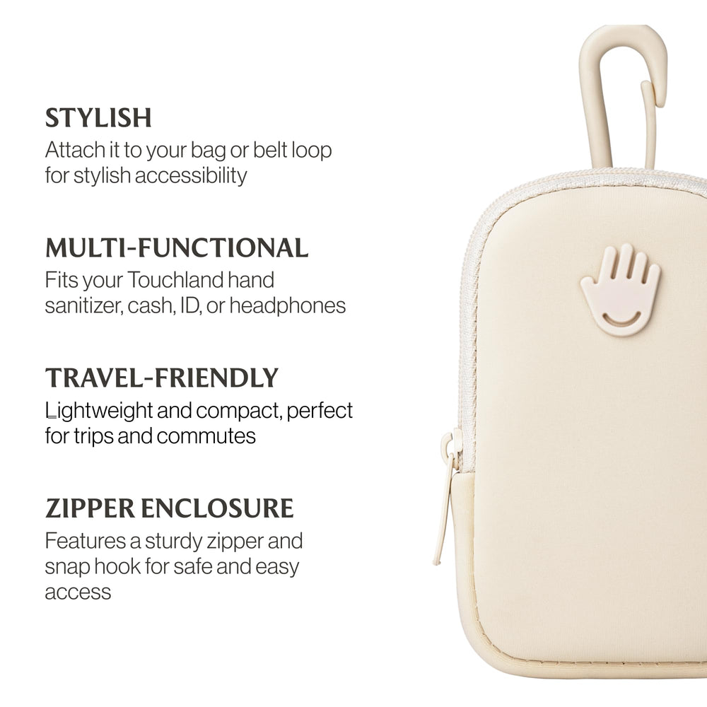 Touchland Touchette ivoire, pochette compacte idéale pour voyage.