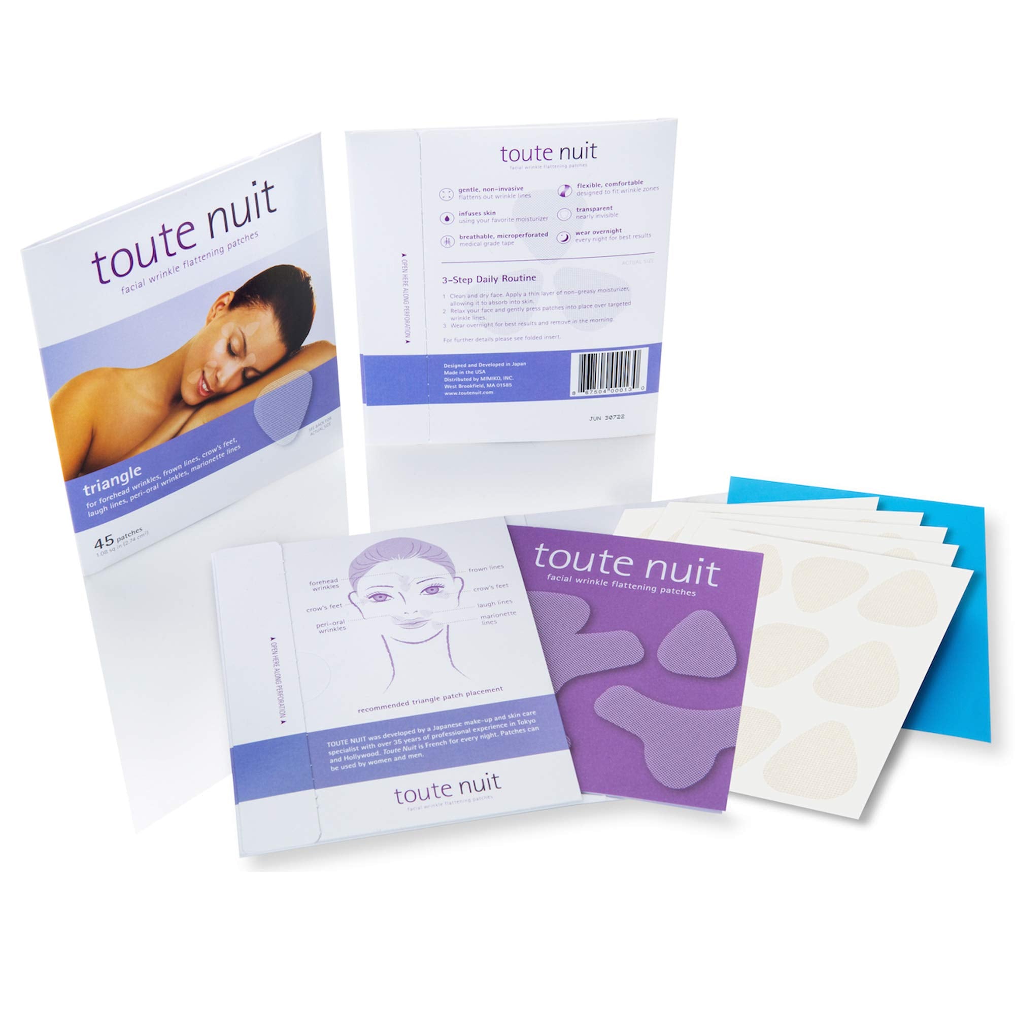 Toute Nuit triangle pansement-visage-application-nuit: conçu pour une pose nocturne confortable.
