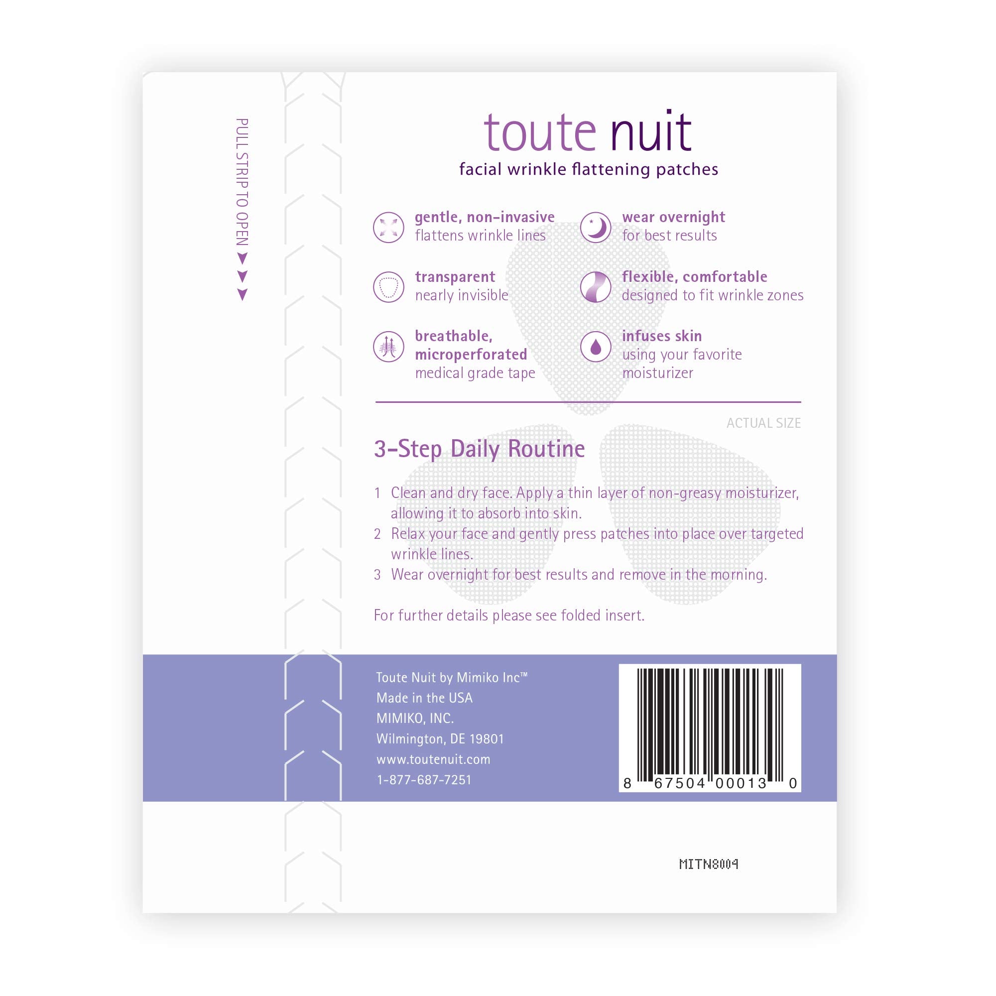 Toute Nuit triangle pansement-visage-pattes-d-oie: atténuation des pattes-d’oie autour des yeux.