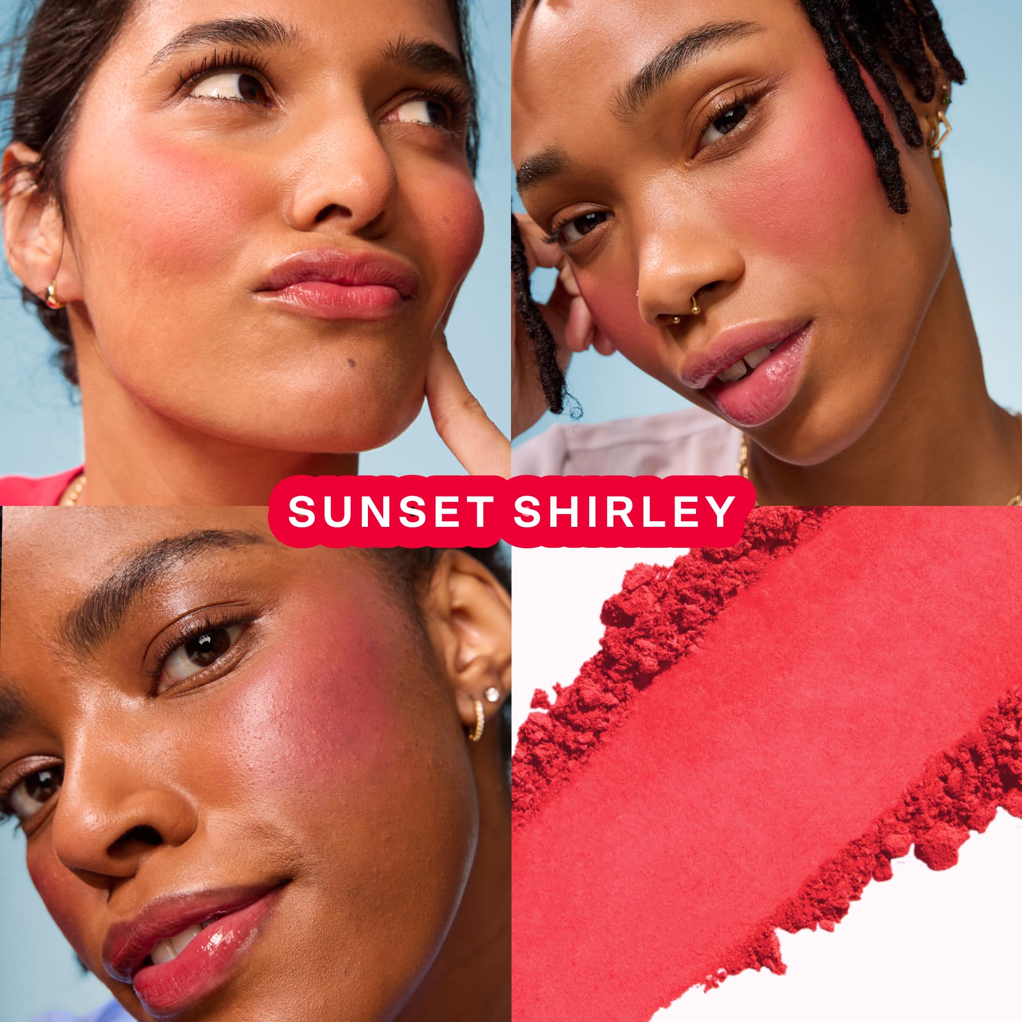 Tower 28 GetSet Poudre Fard Matte Sunset Shirley – emballage minimaliste pour routine rapide