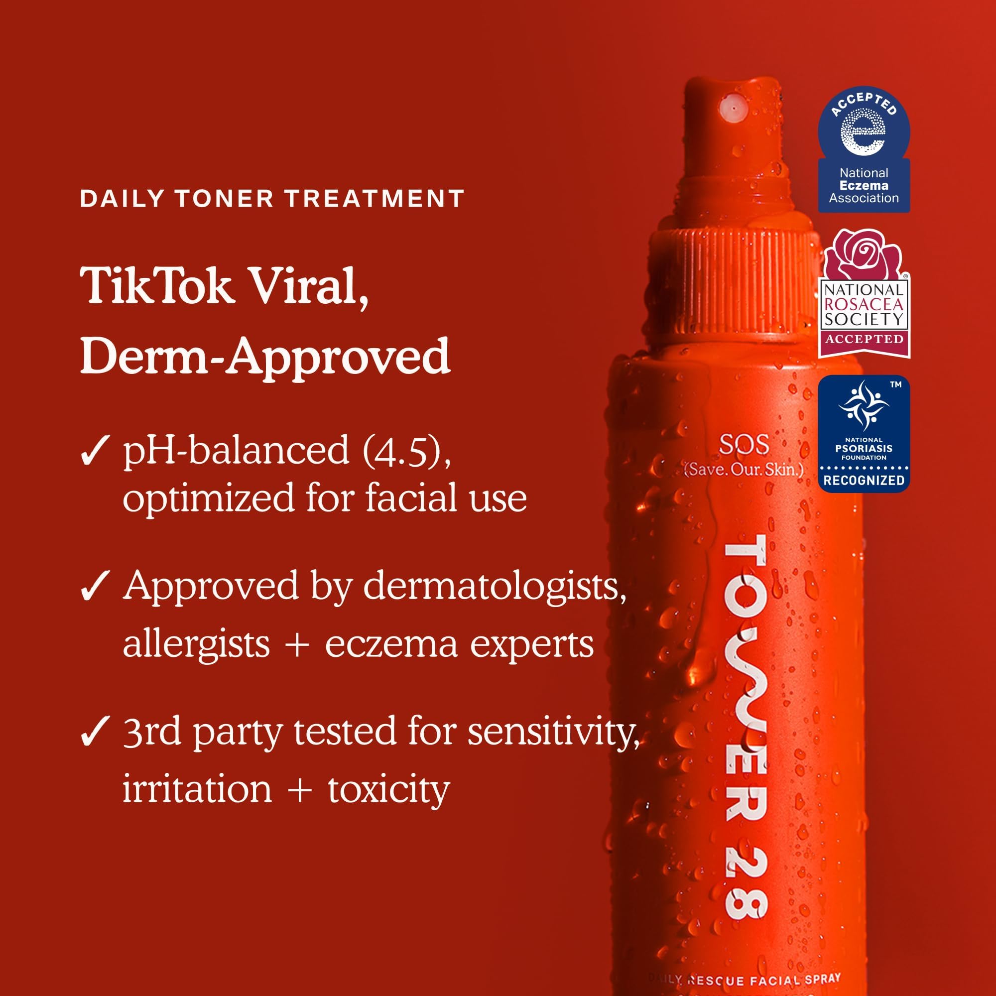 Crème Tower 28 avec hyaluronique quatre types pour hydratation en profondeur.