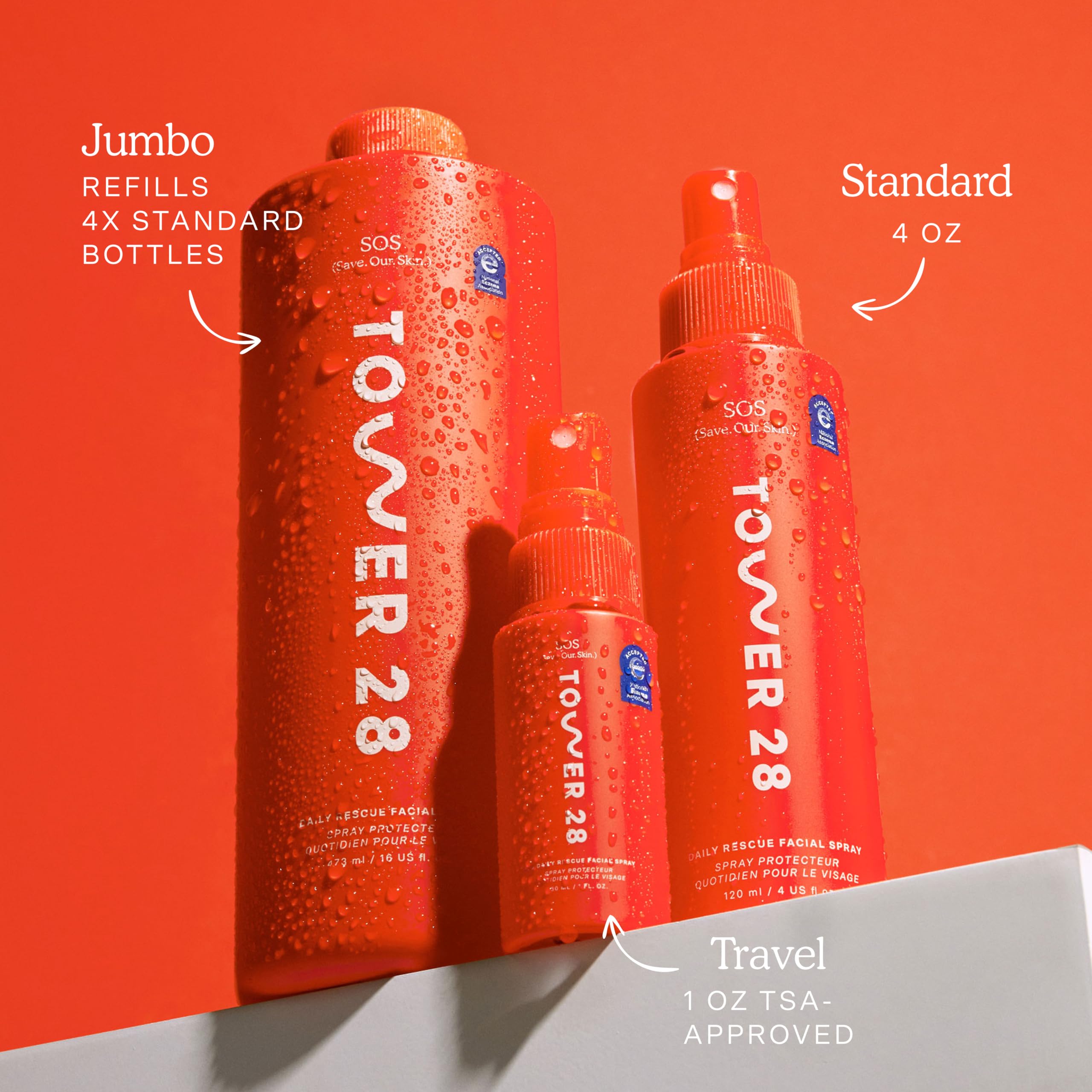 Tower 28 SOS Daily Rescue flacon pompe 4oz, pratique et portable.