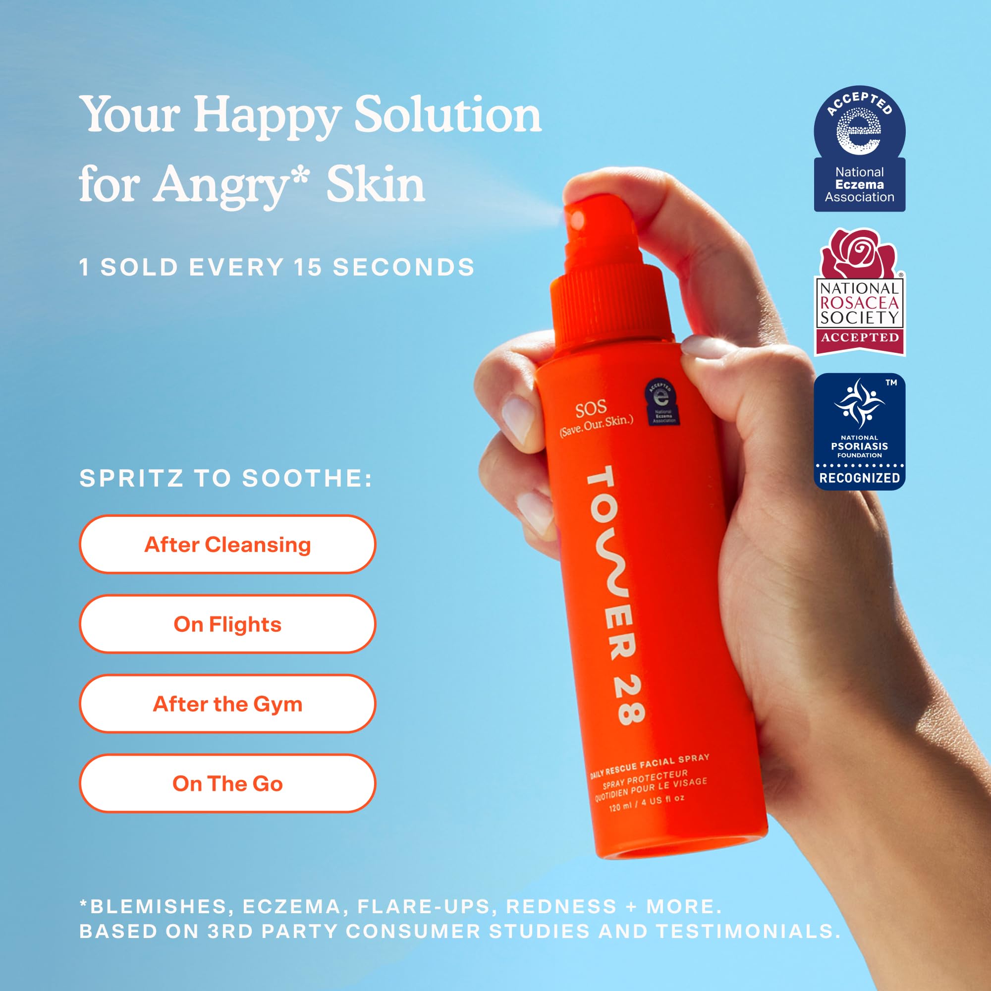 Tower 28 SOS Daily Rescue formule non irritante pour peaux sensibles.