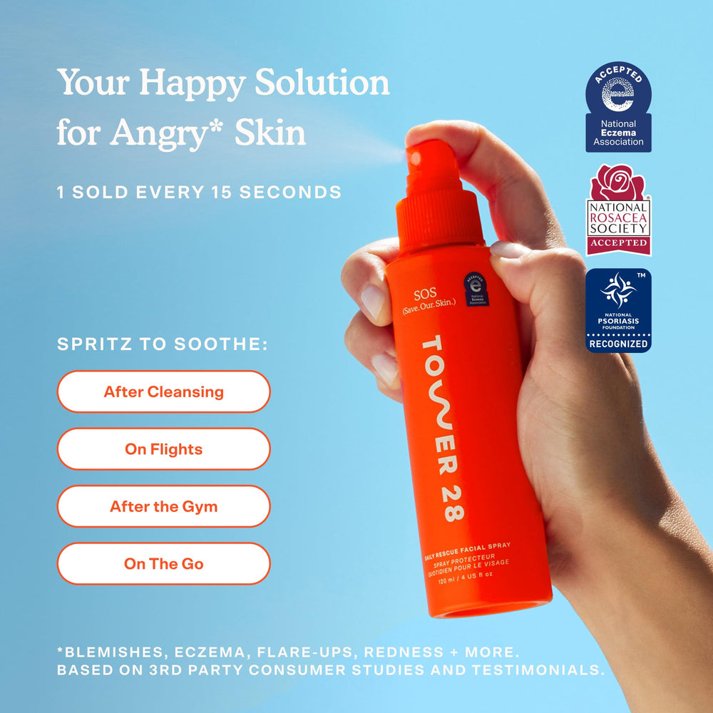 Tower 28 SOS Daily Rescue formule non irritante pour peaux sensibles.