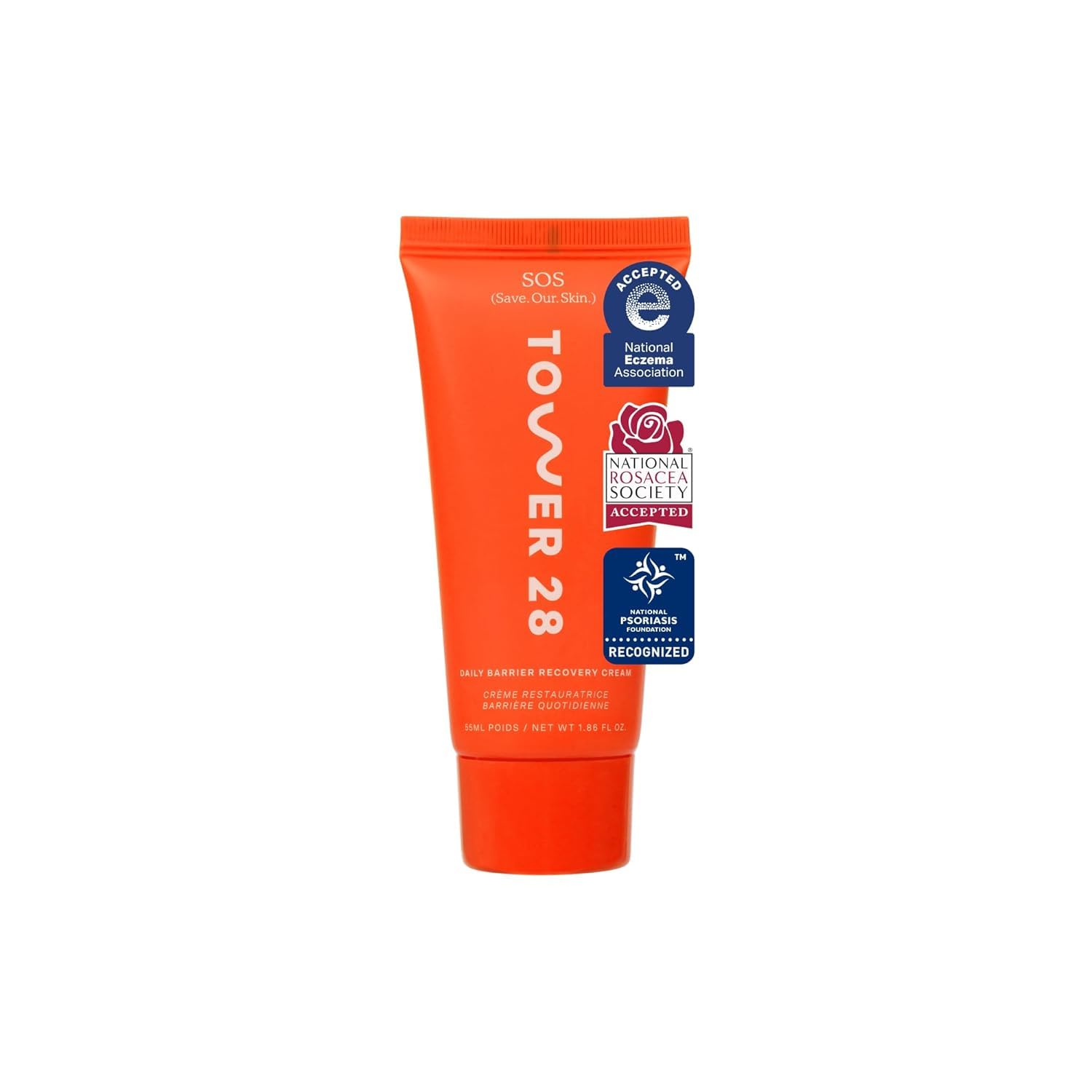 Tower 28 SOS Recovery Crème Visage dans un pot, hydratation douce pour peaux sensibles