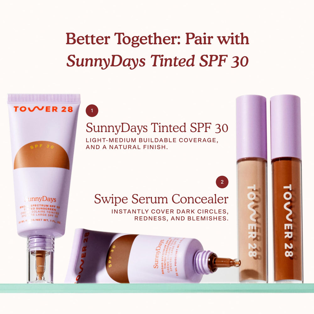 Tower 28 Swipe Serum Concealer – parfait comme correcteur et illuminateur discret.