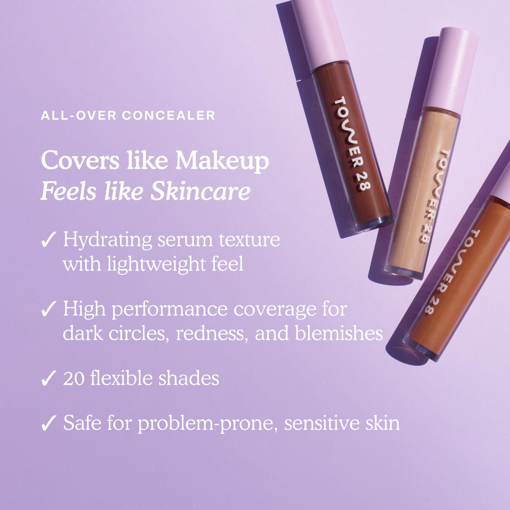 Tower 28 Swipe Serum Concealer – hydratation légère pour un fini confortable toute la journée.