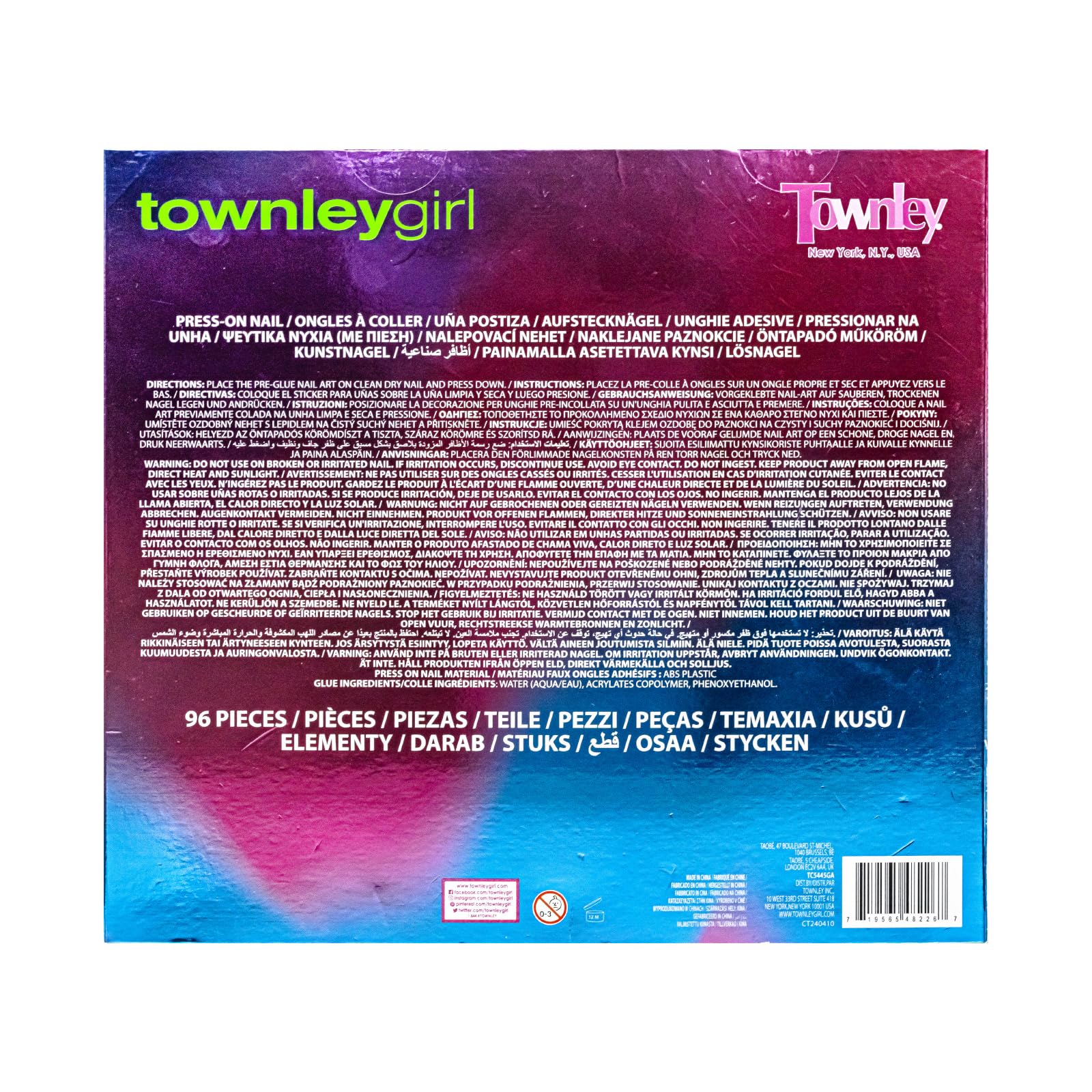 Townley Girl application des ongles sans douleur et retrait facile.