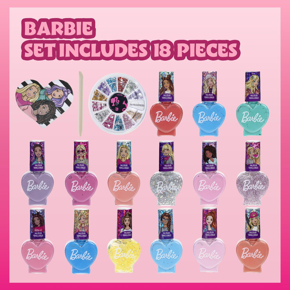 Townley Girl Barbie Film Set: palette de couleurs variées pour créations mani-pedi imaginatives.