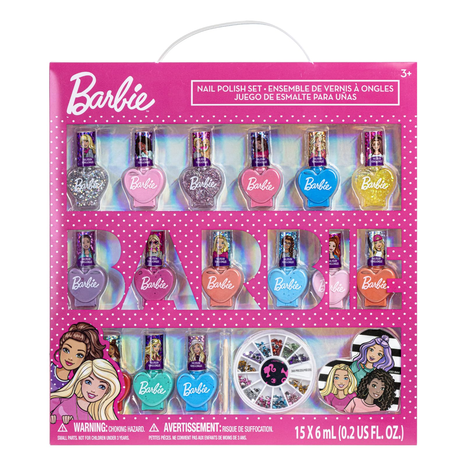 Townley Girl Barbie vernis à eau 18 pièces pour ongles colorés et sans danger.