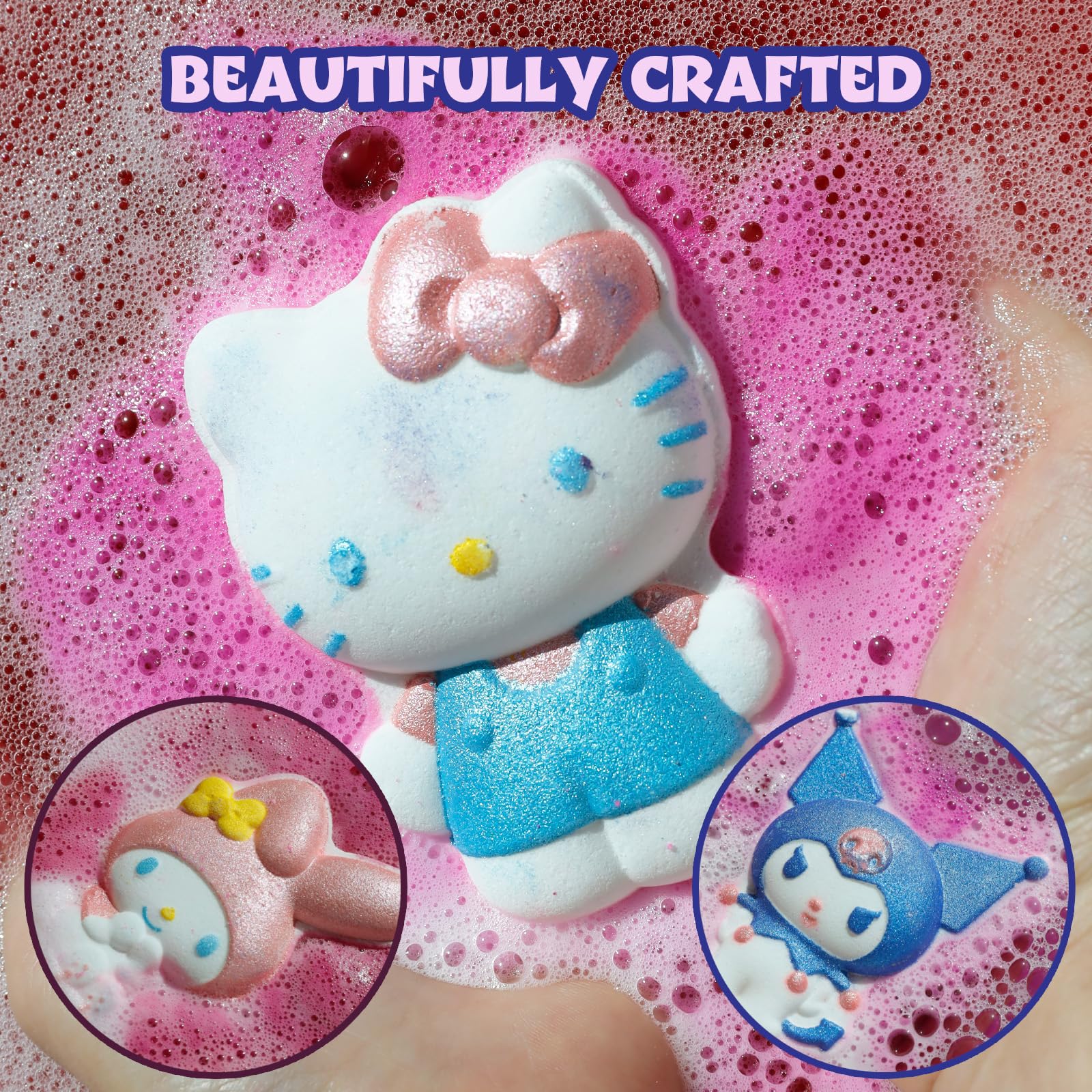 Townley Girl bombe de bain multicolore Stitch et Hello Kitty créant une ambiance magique