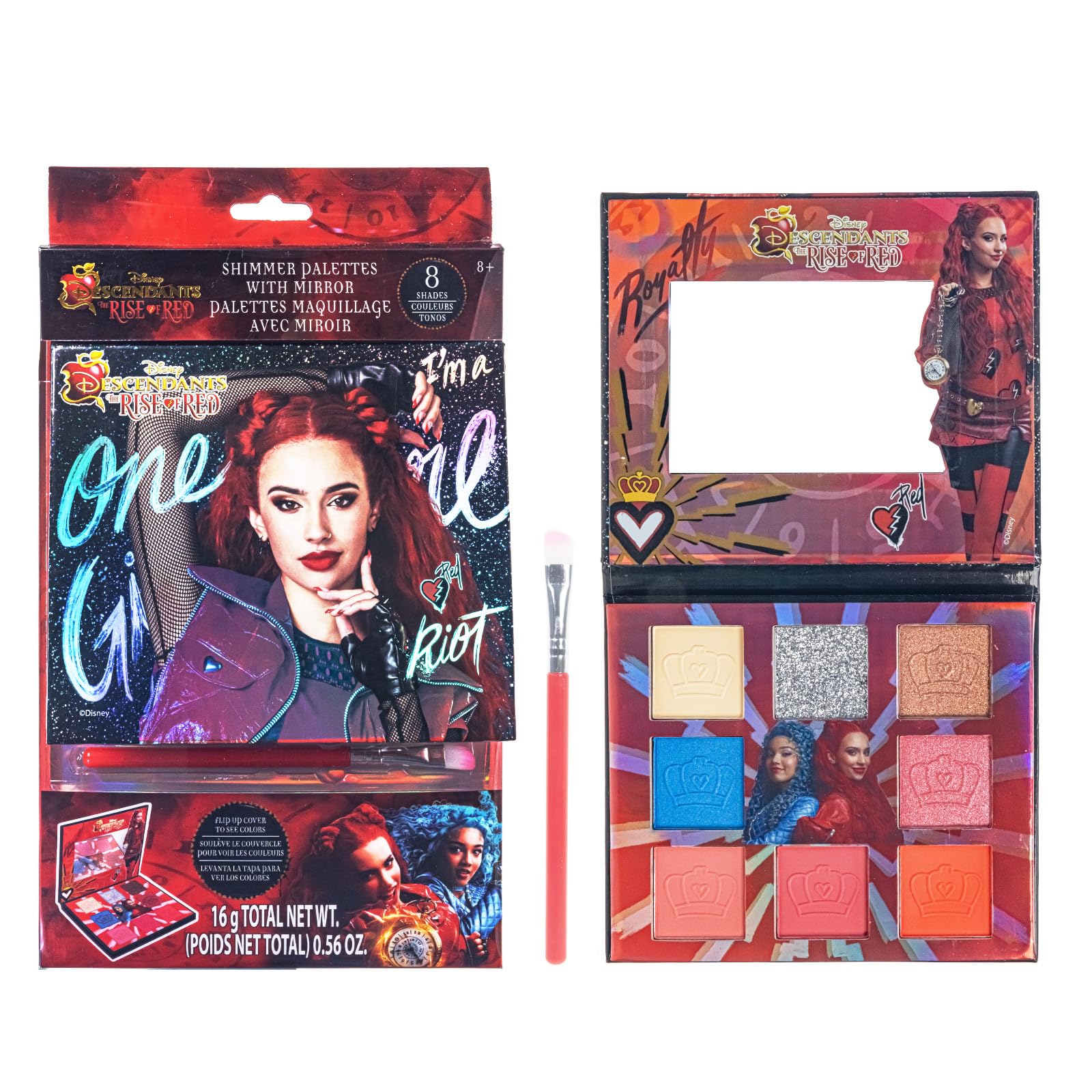 Palette Townley Girl Descendants Rise Red avec 8 ombres brillantes pour un regard glamour.
