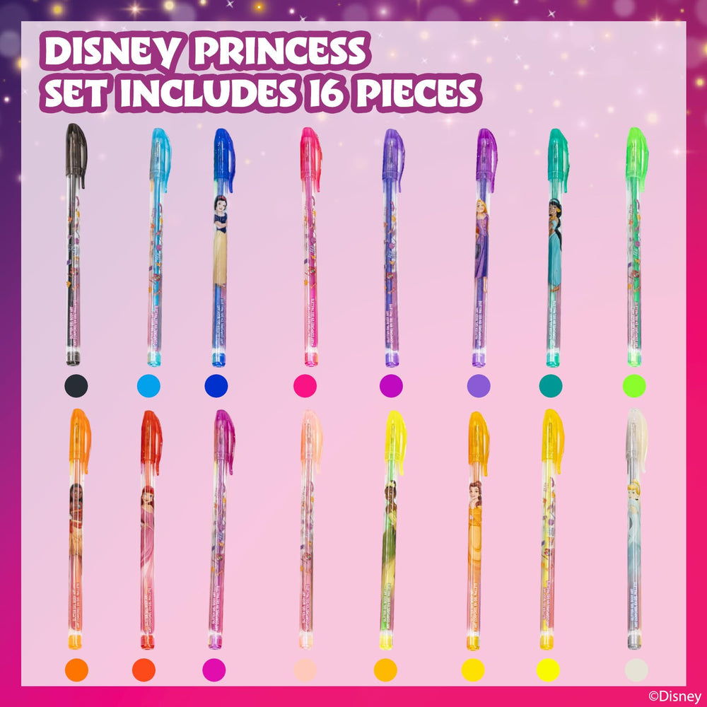 Townley Girl Disney Princess: palette de 16 couleurs pailletées pour motifs festifs.