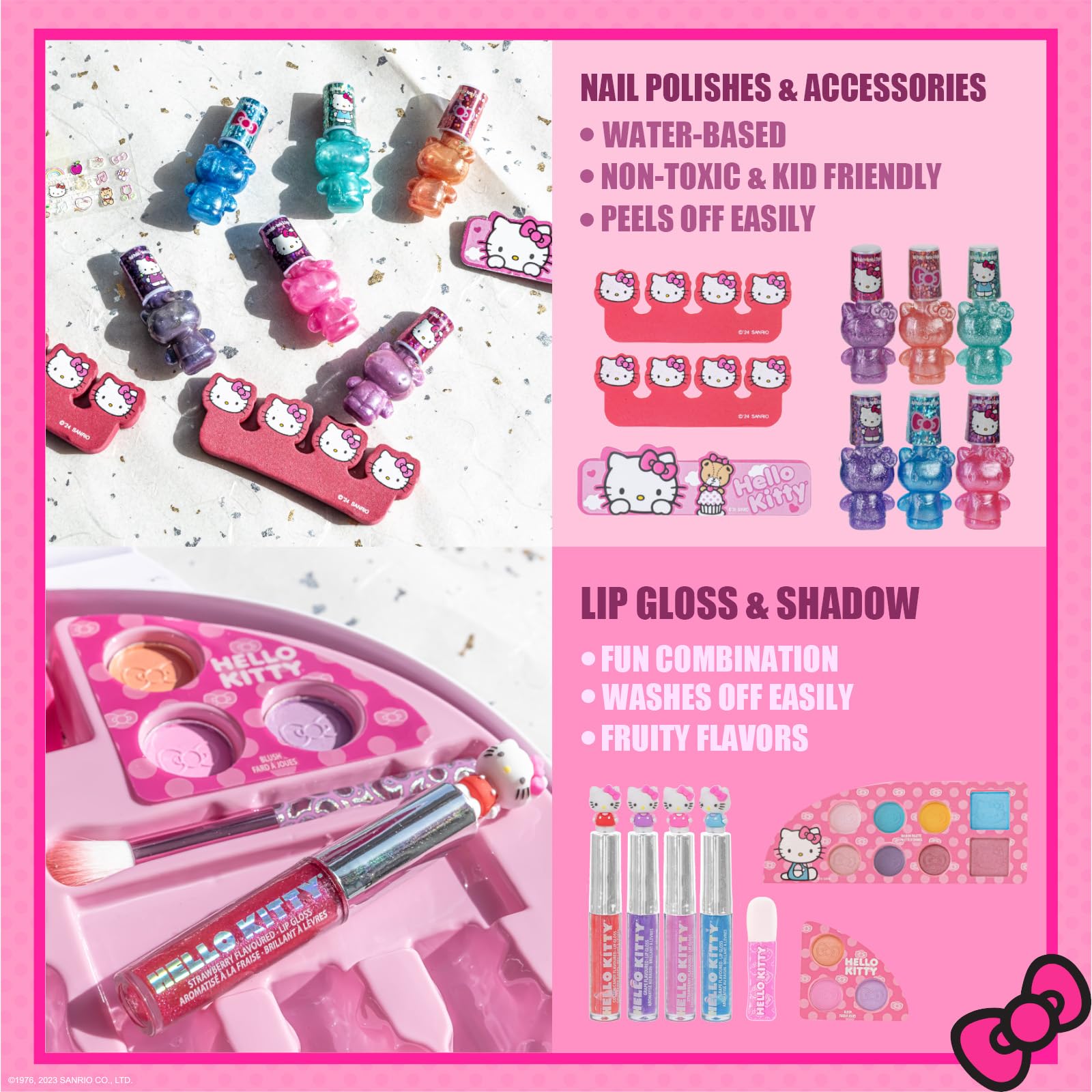 Ombres à paupières Townley Girl Hello Kitty, palette variée pour looks rapides.