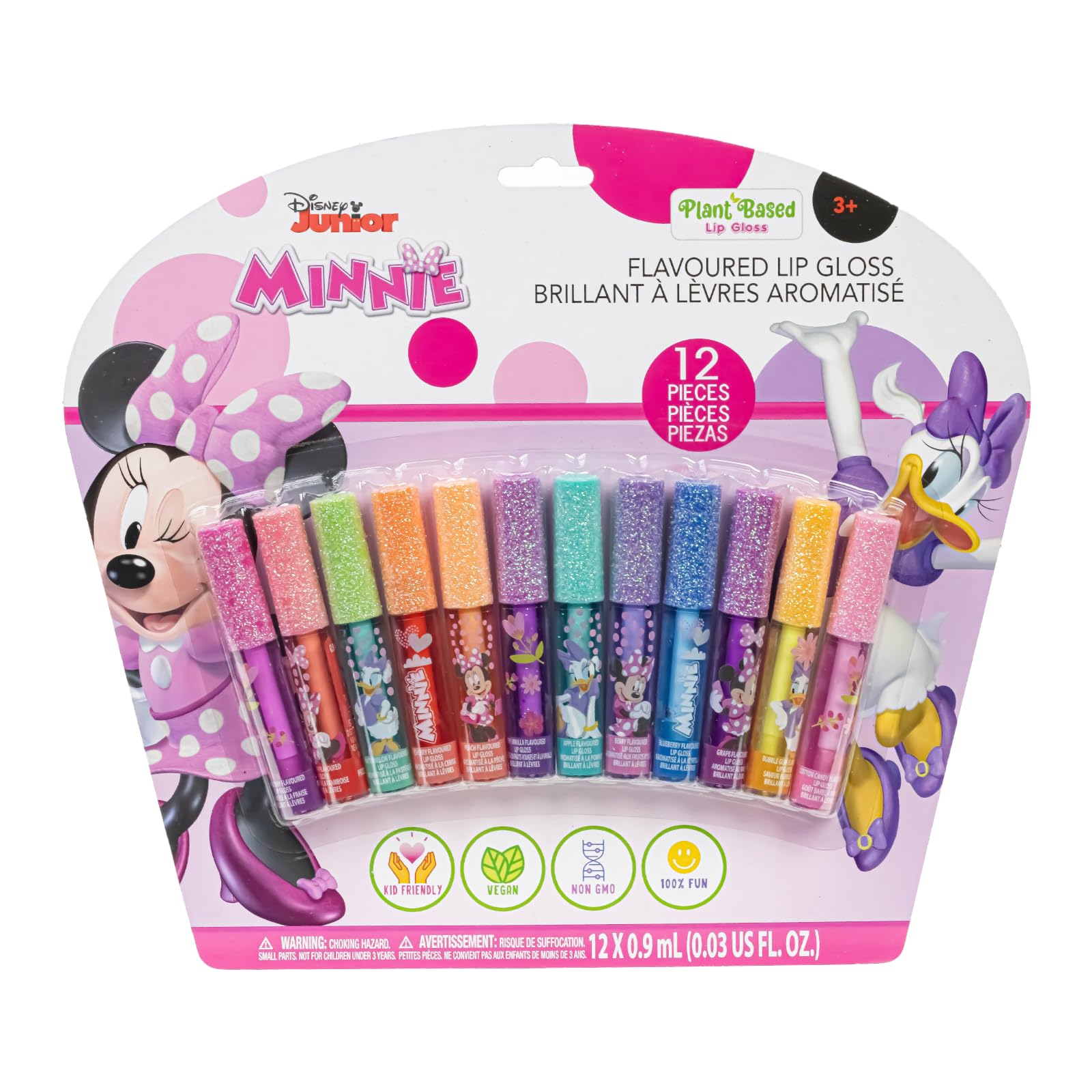 Townley Girl Minnie brillants lèvres 12 pièces, idéal pour fêtes et jeux imaginatifs.