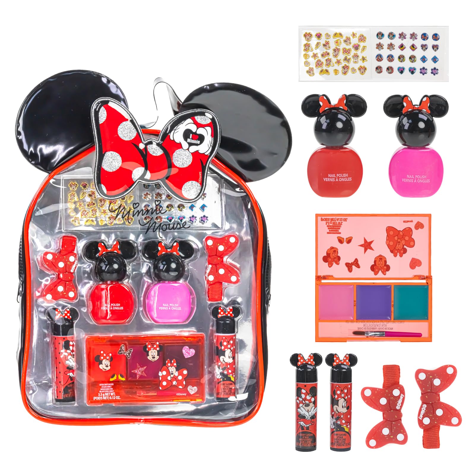 Townley Girl Minnie Mouse ensemble cosmétique dans une pochette pratique pour loisirs créatifs.