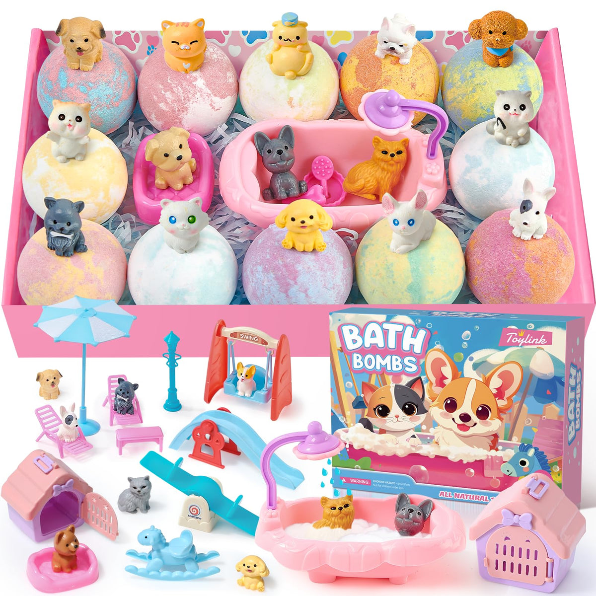 Toylink bombe-bain chiot dans eau, stimule le jeu imaginatif de l'enfant.
