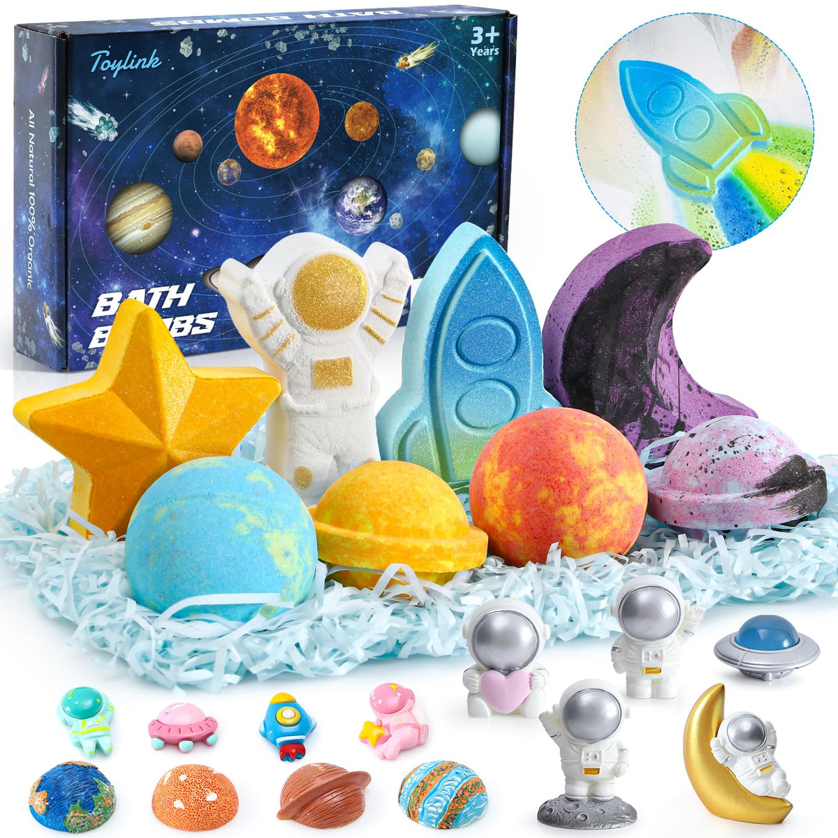 Toylink Bombe-bain espace astronaute – couleur vive et surprise amusante pour le bain