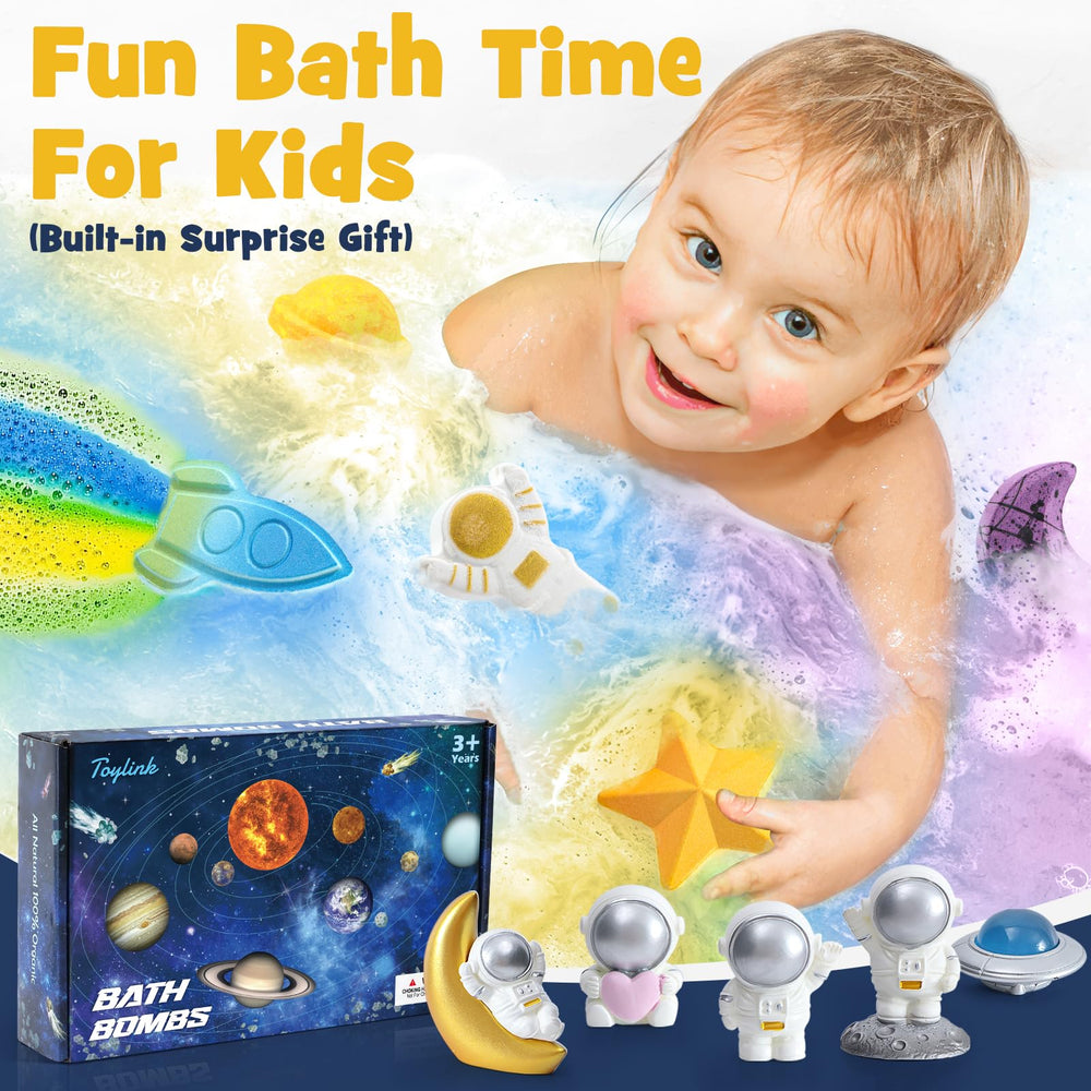 Toylink Bombe-bain espace surprise interne – chaque bombe révèle un petit jouet stimulant l’imagination