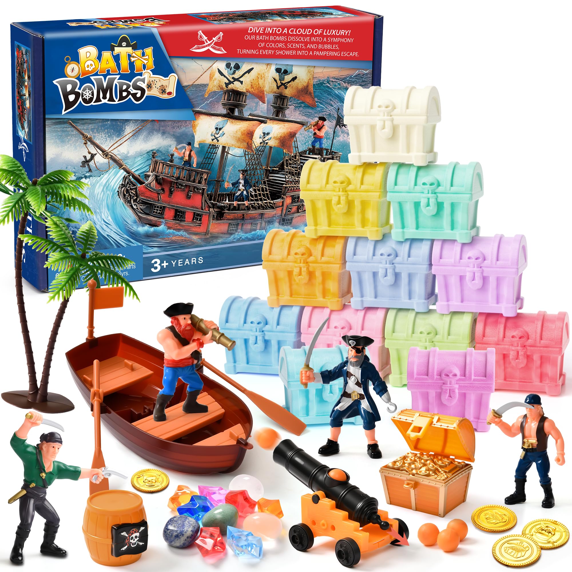 Toylink bombe bain coffres trésor prête à révéler un jouet surprise.
