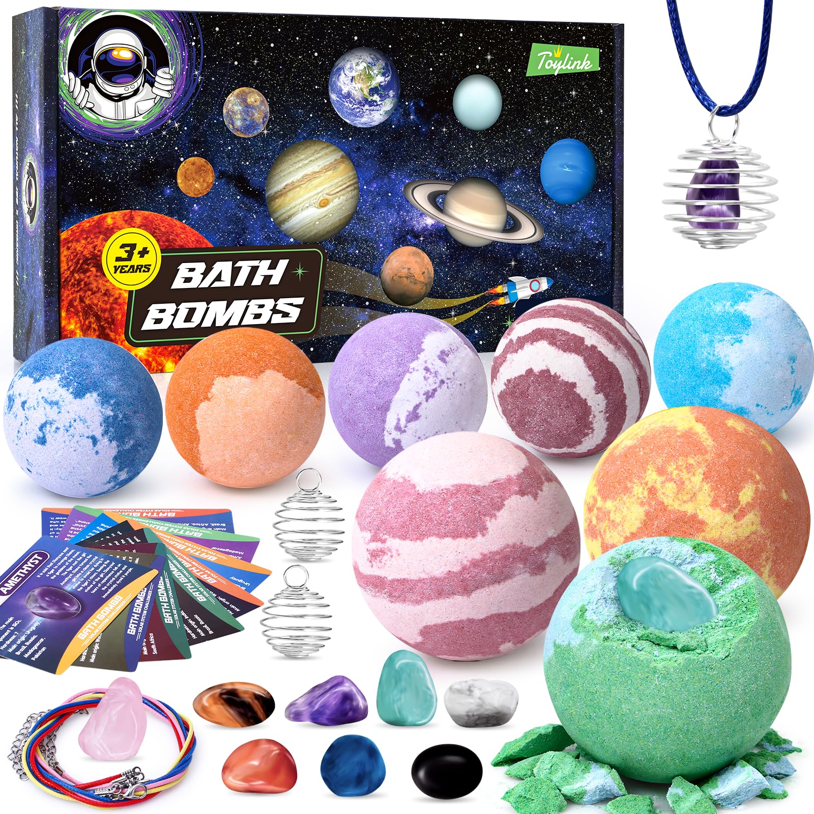 Toylink Galaxie: bombes de bain colorées dévoilant des surprises planétaires.