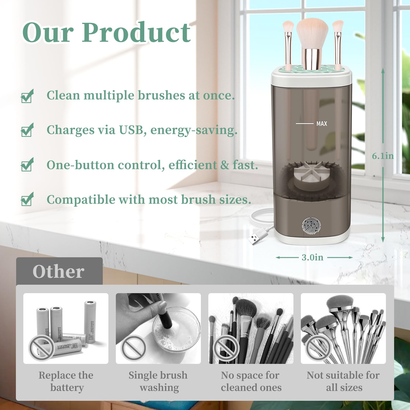 Tpsofy nettoyeur-brosse-maquillage design compact et portable.