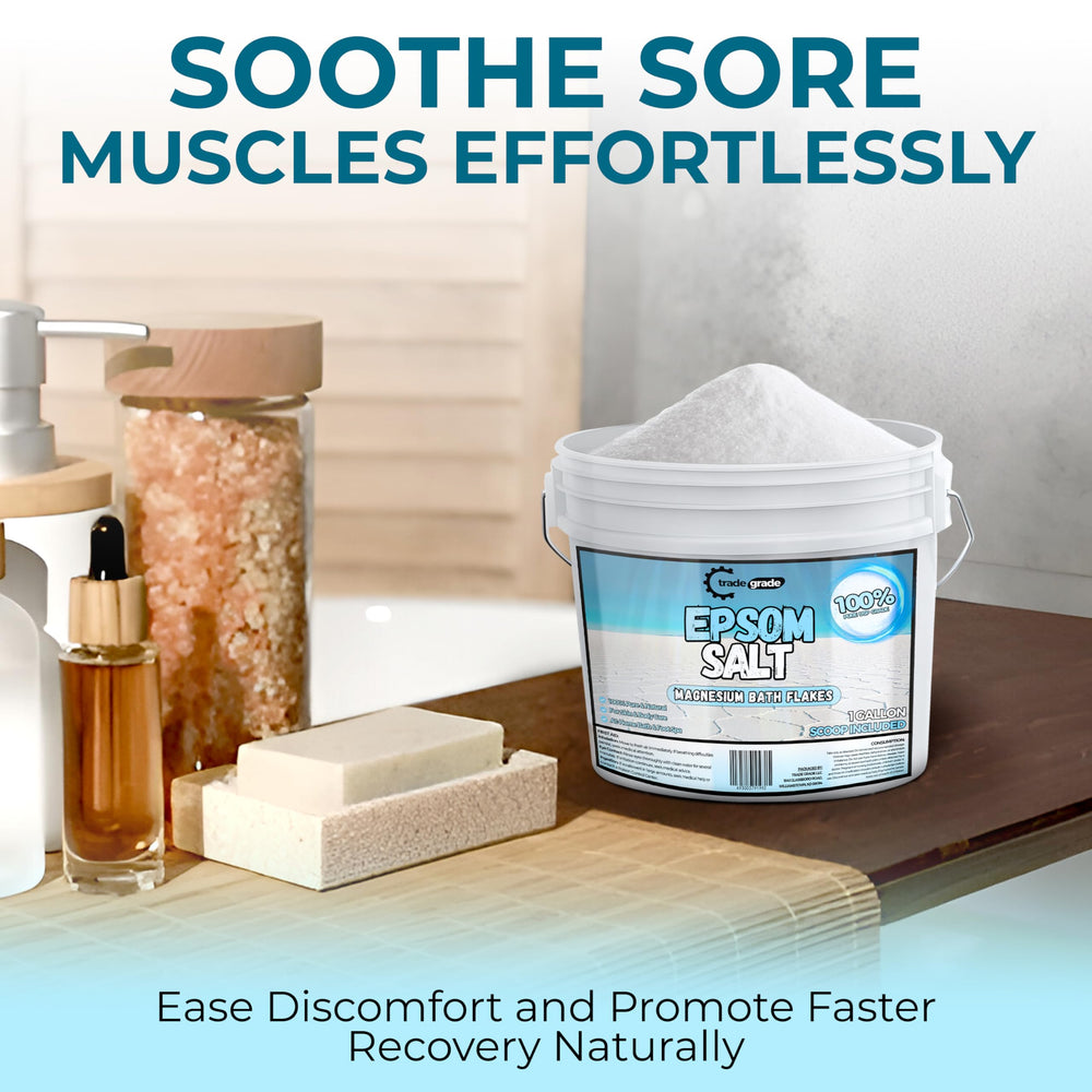 Trade Grade Sels Epsom – seau avec cuillère, mesure simple et pratique.
