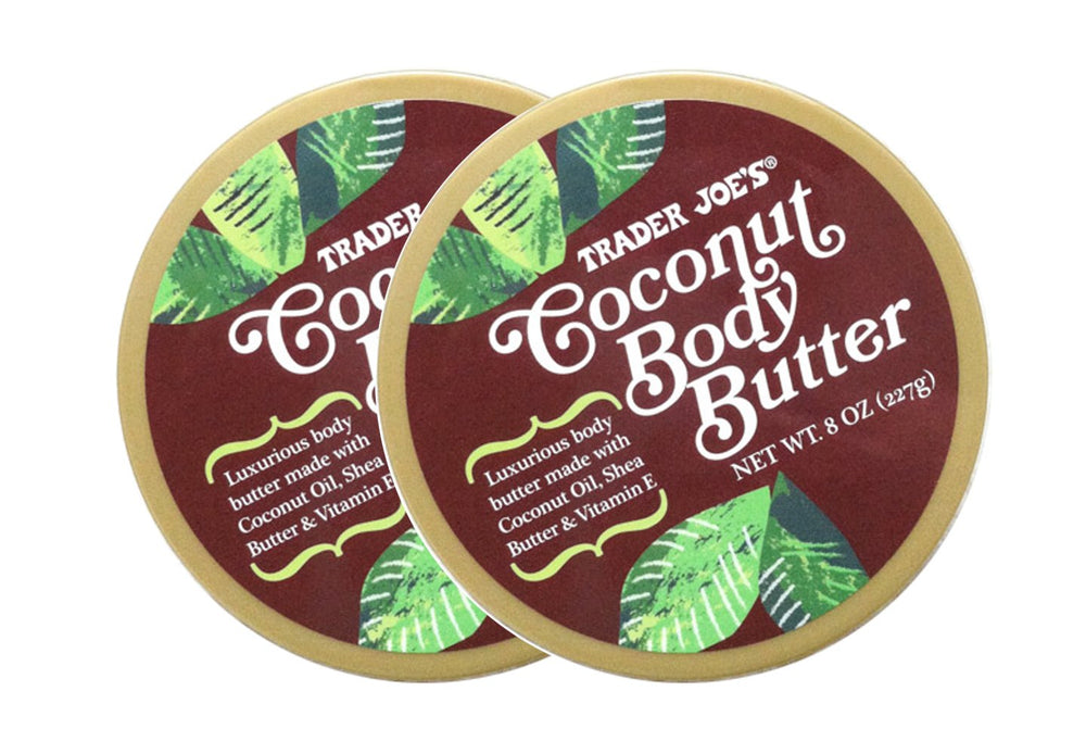 Beurre corporel Trader Joe's coco, vue avant du pack, hydratation douce.