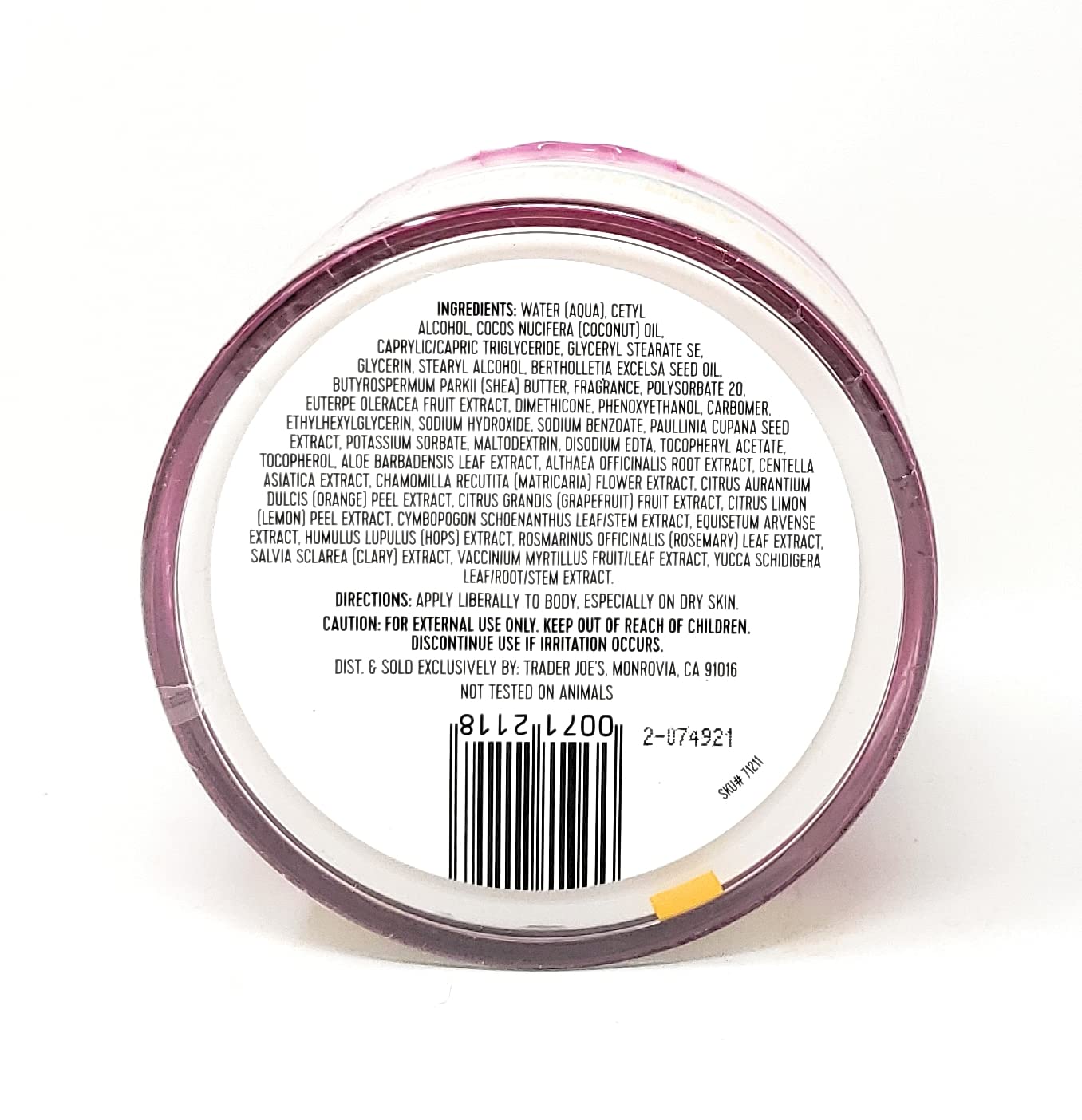 Application sur la peau pour nourrir les zones sèches avec Trader Joe's