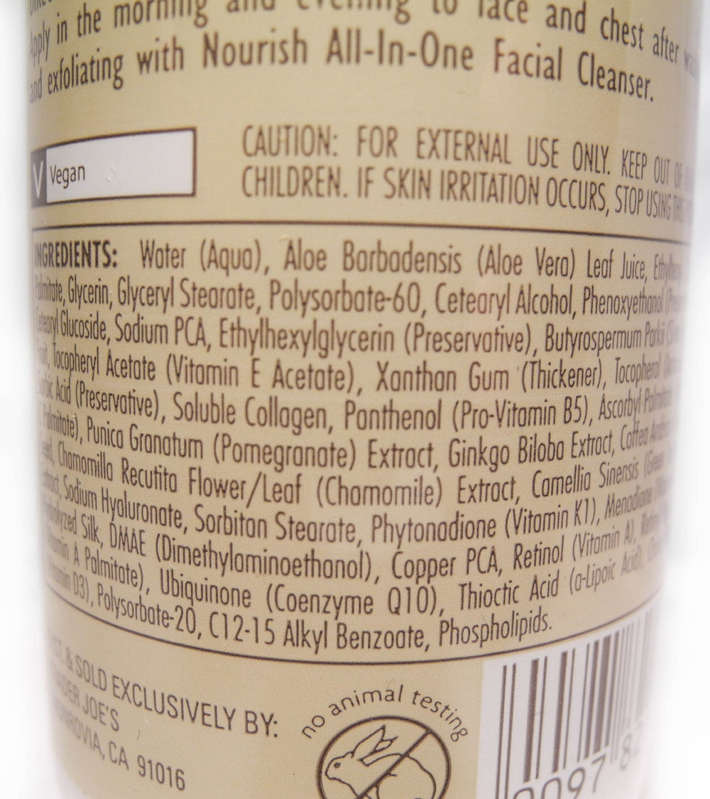 Trader Joe's Nourish — application par les mains pour soin quotidien.