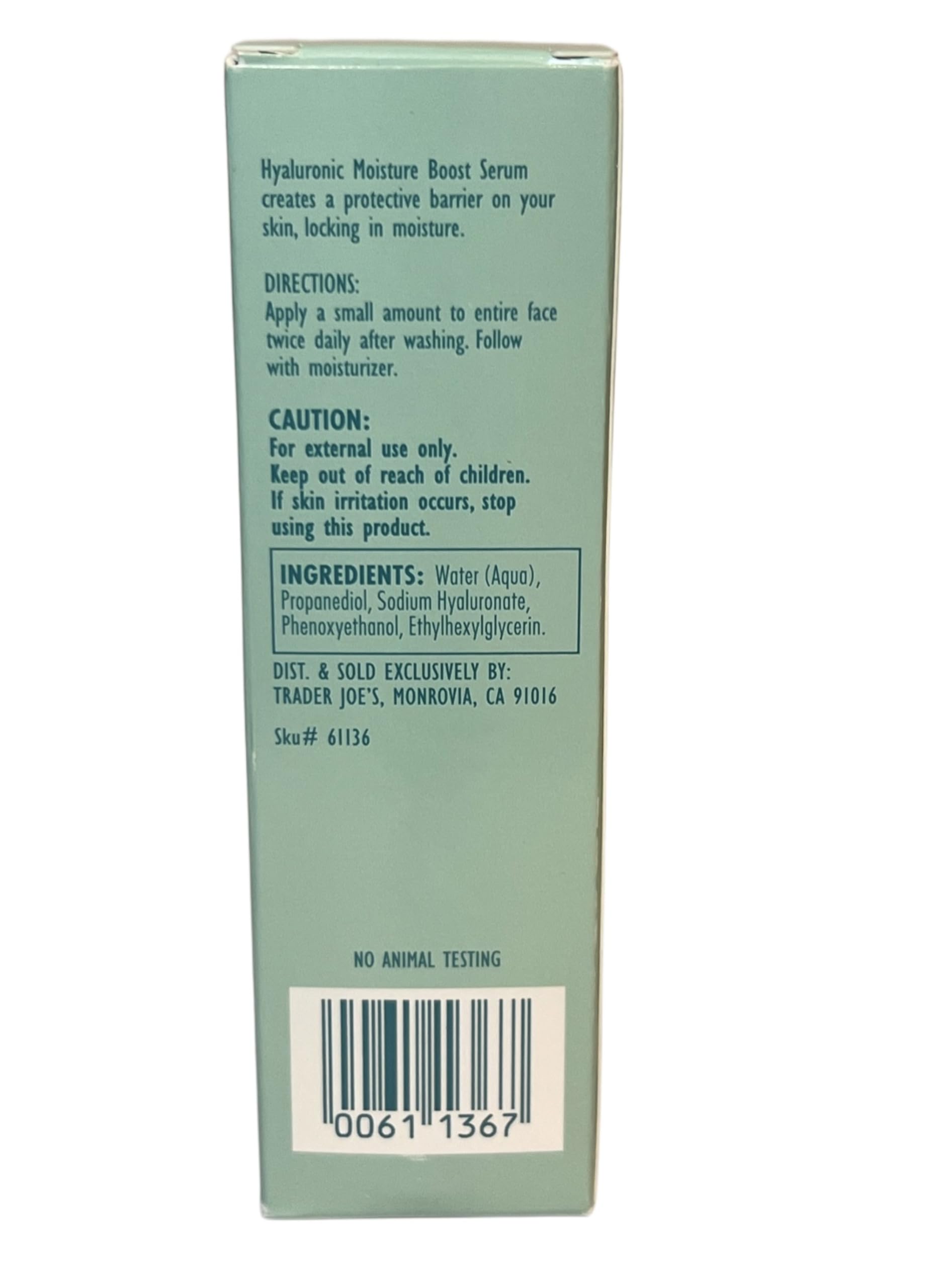 Texture gel translucide du sérum Trader Joe's, sensation rafraîchissante.