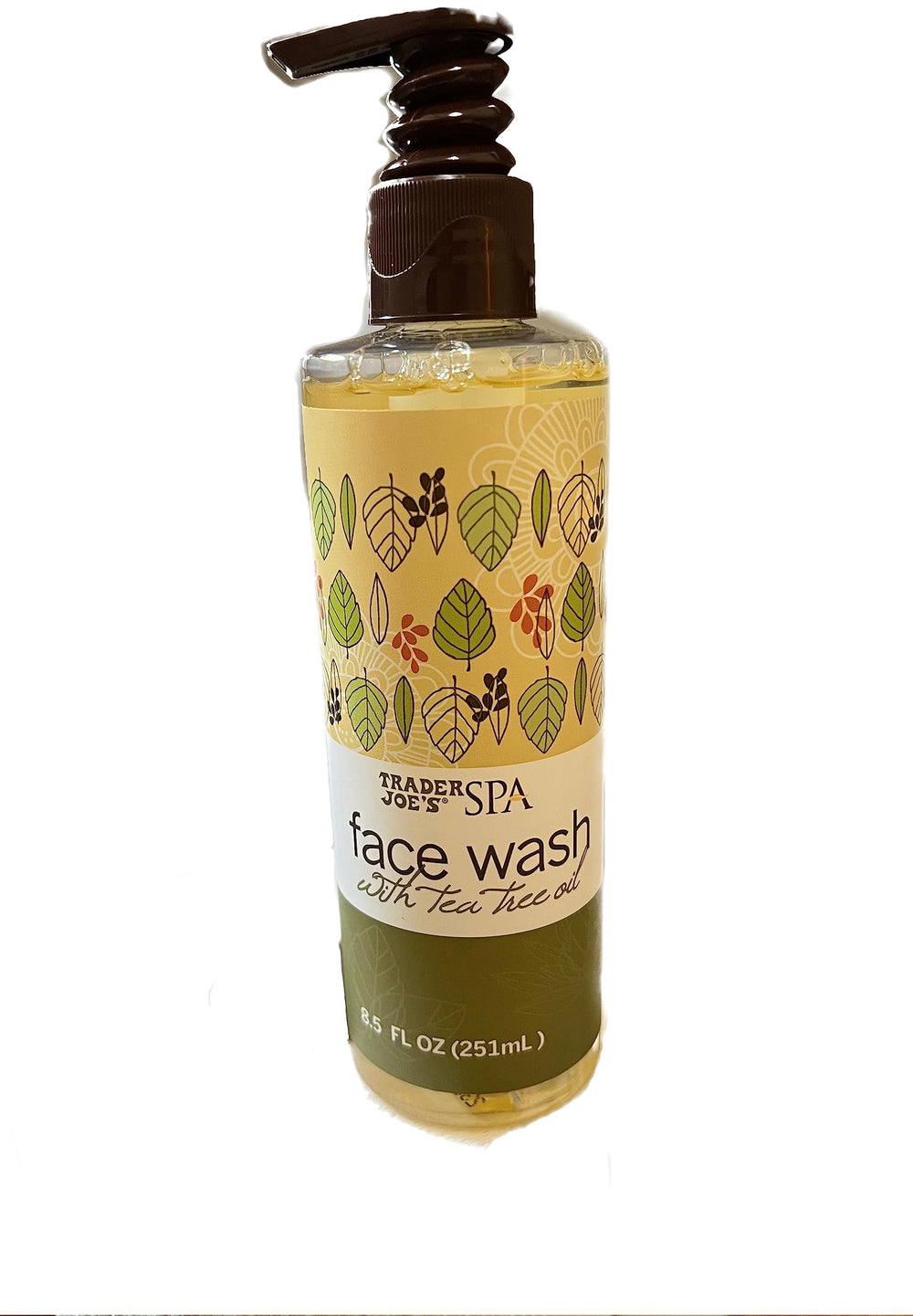 Bouteille Trader Joe's Spa, gel nettoyant visage, nettoyage rafraîchissant et doux.