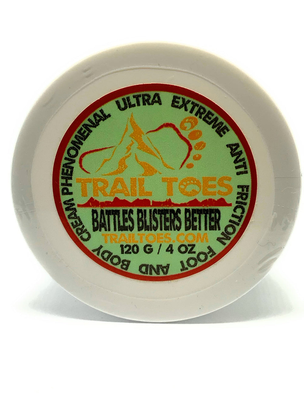 Trail Toes Phenomenal Ultra Extreme Anti-Friction Cream tube showing non-greasy hydration.