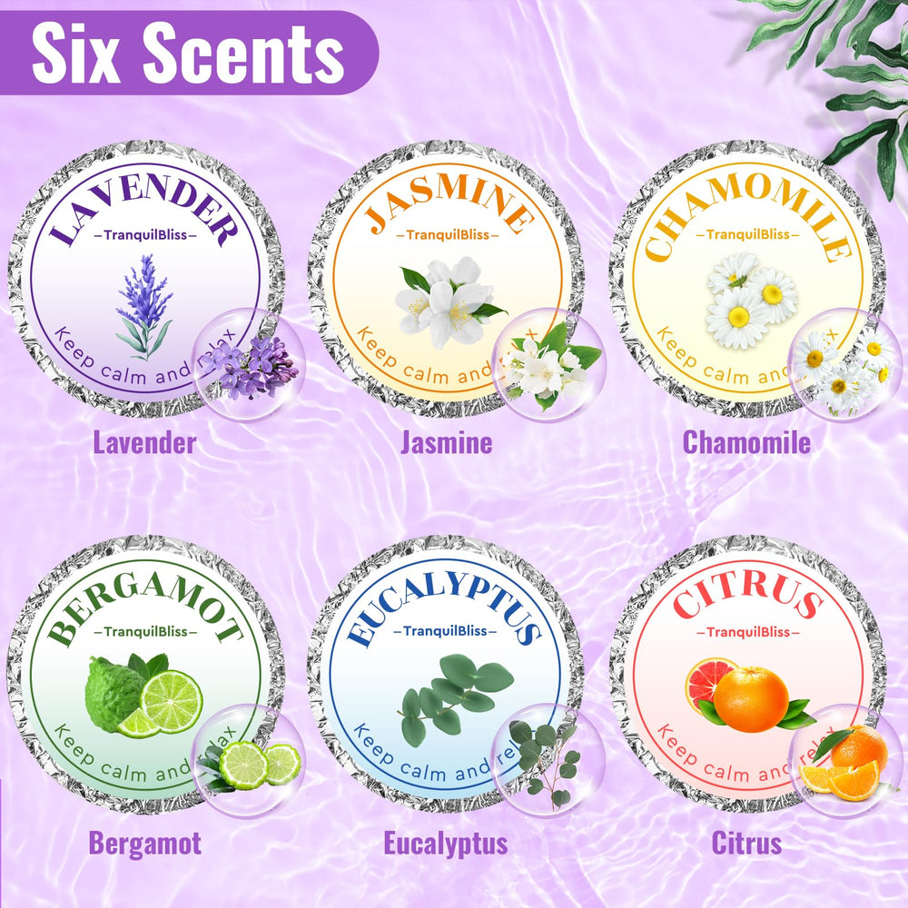 TranquilBliss tablettes douche bergamote pour un arôme équilibré et apaisant.