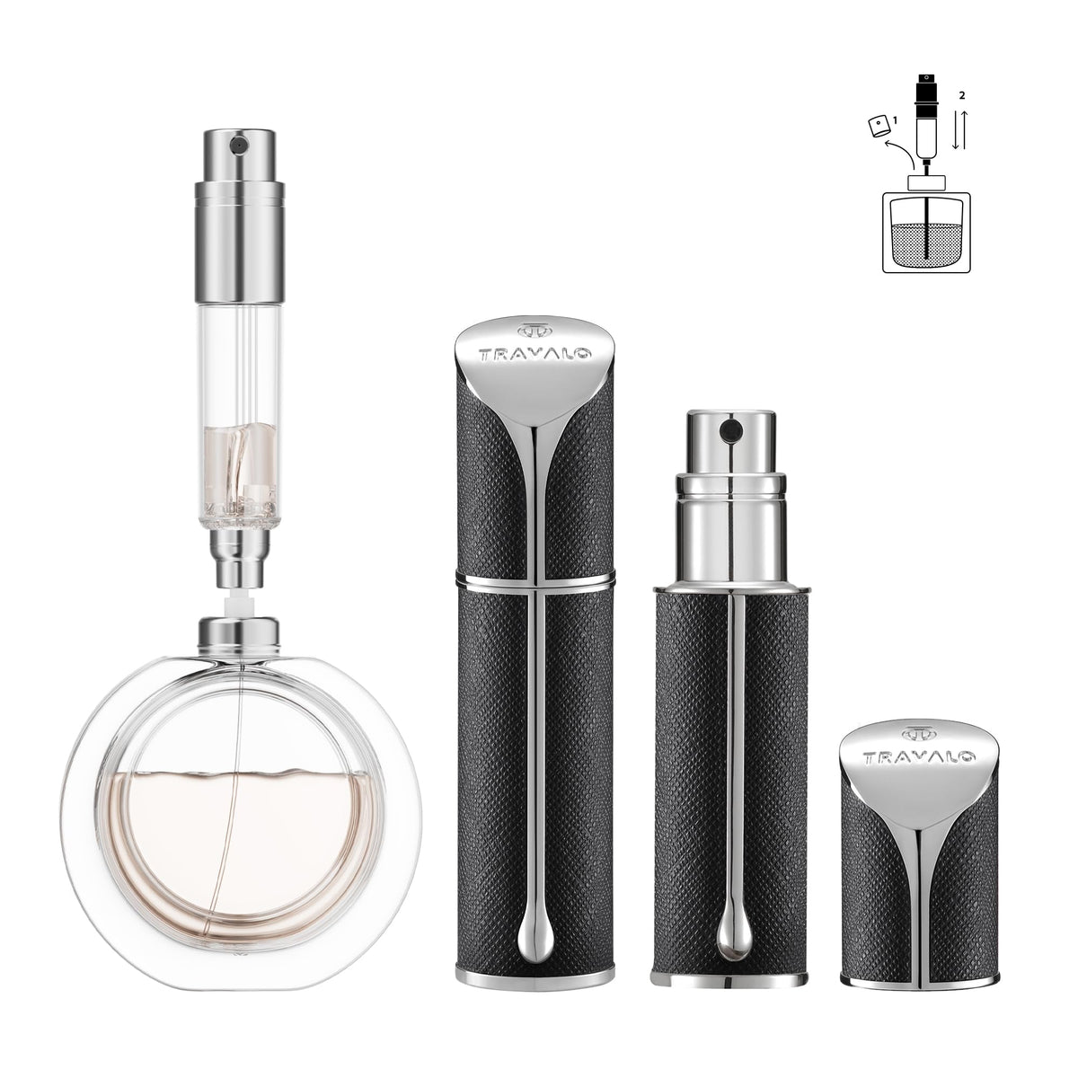 Travalo AQUA: bouteille de remplissage par le bas pratique pour parfums en déplacement.