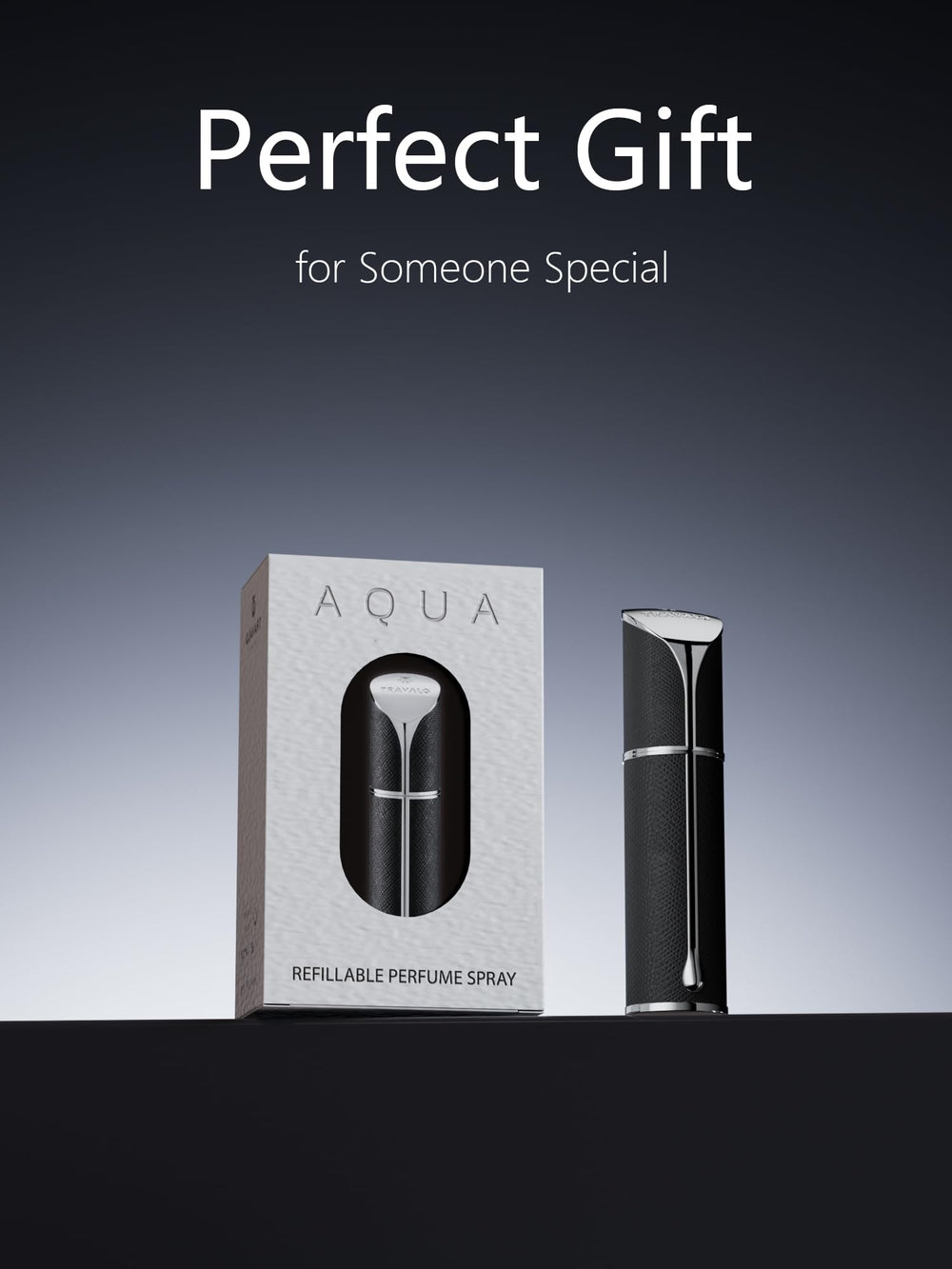 Travalo AQUA: cadeau prêt à offrir, idéal pour voyageurs et amateurs de senteurs.