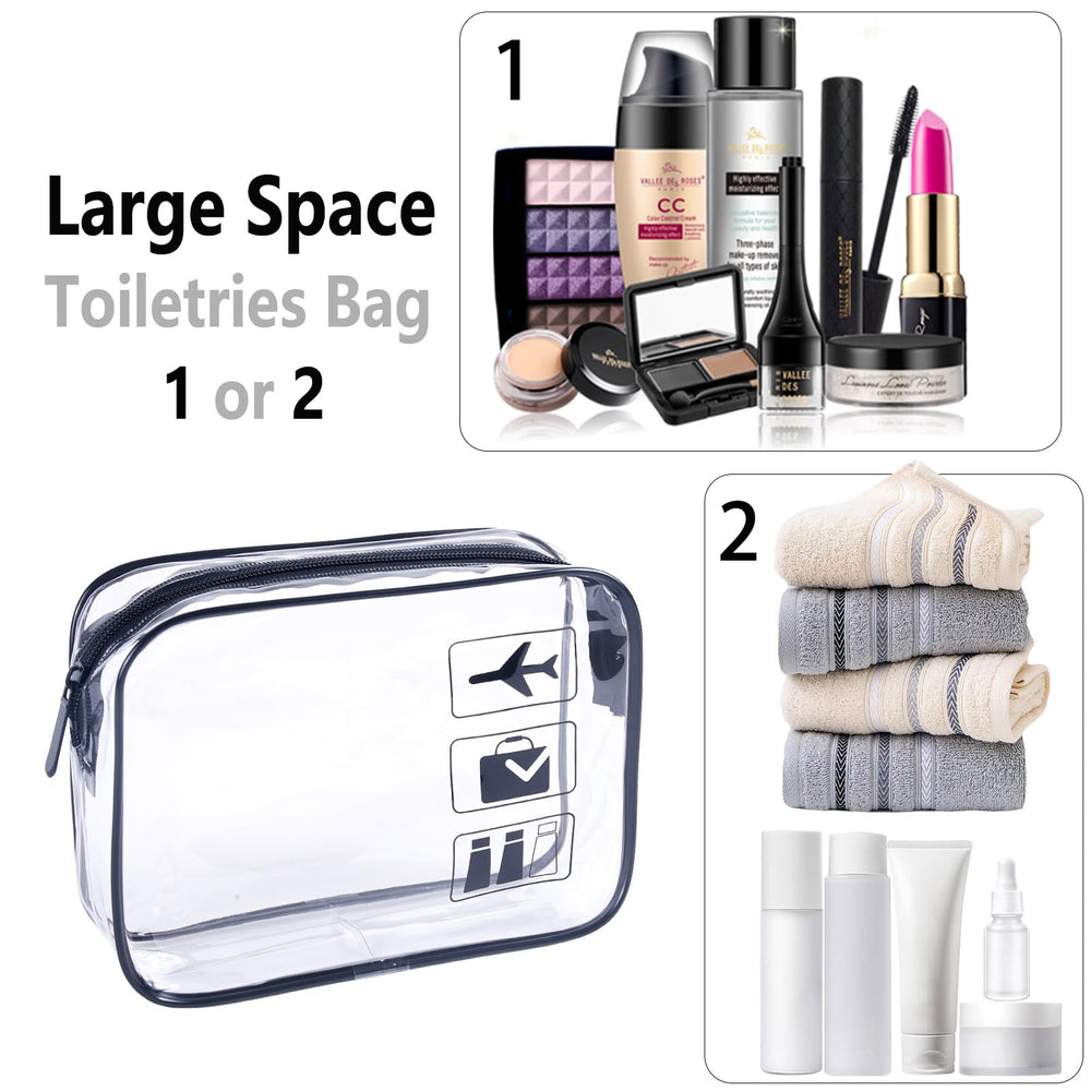 TREALDATE trousse transparente dans valise cabine, facile à ranger et rapidement repérable.