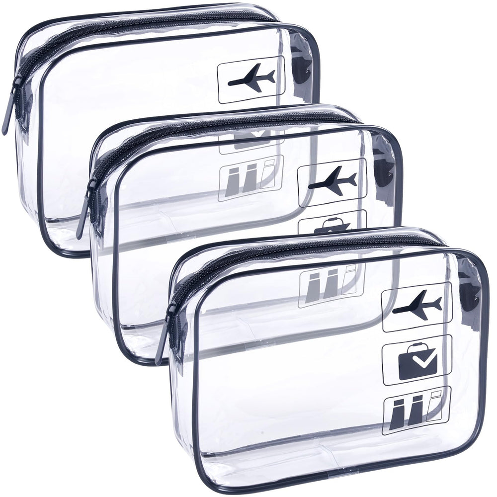 TREALDATE trousse transparente ensemble 3 pièces vue avant, pratique pour l'organisation en voyage.