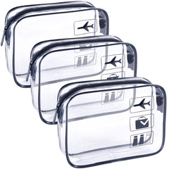 TREALDATE trousse transparente ensemble 3 pièces vue avant, pratique pour l'organisation en voyage.