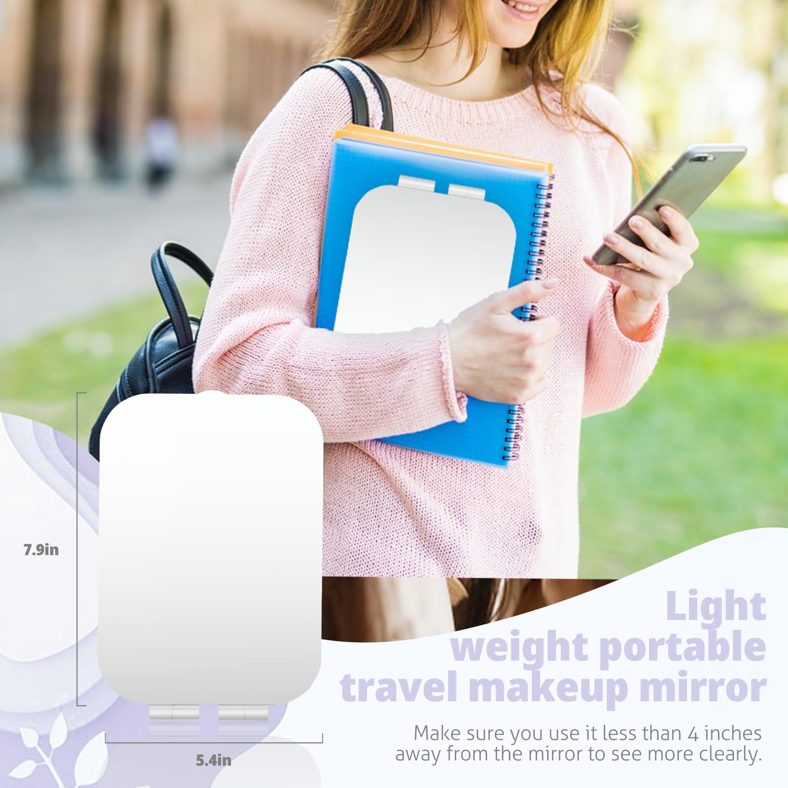 TREASO Miroir de voyage bien emballé, cadeau élégant pour femmes et amies.