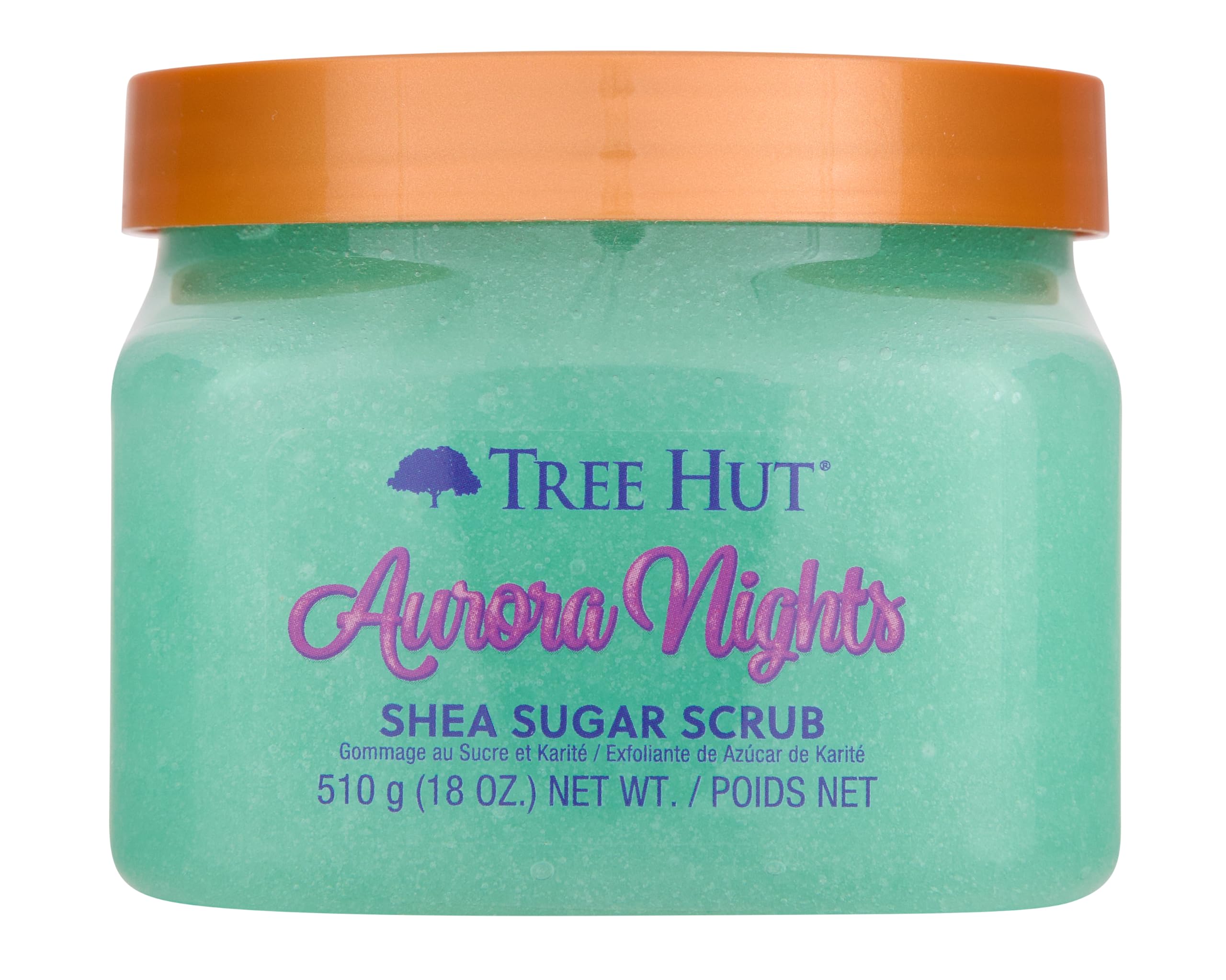 Tree Hut Aurora Nights gommage en bocal, exfoliation douce pour peau lisse.