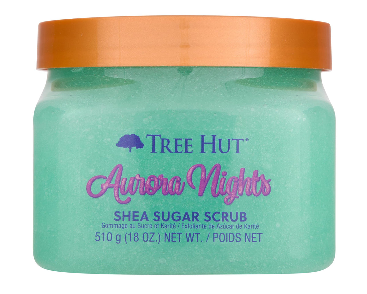 Tree Hut Aurora Nights gommage en bocal, exfoliation douce pour peau lisse.