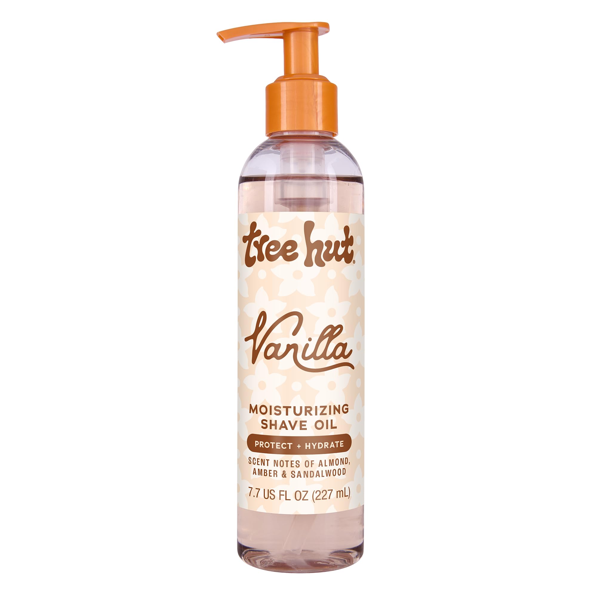 Tree Hut huile rasage vanille – bouteille démontrant une glisse hydratante.
