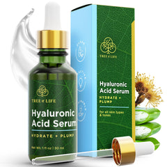 Tree of Life Beauty Sérum acide hyaluronique — bouteille claire pour hydratation durable.