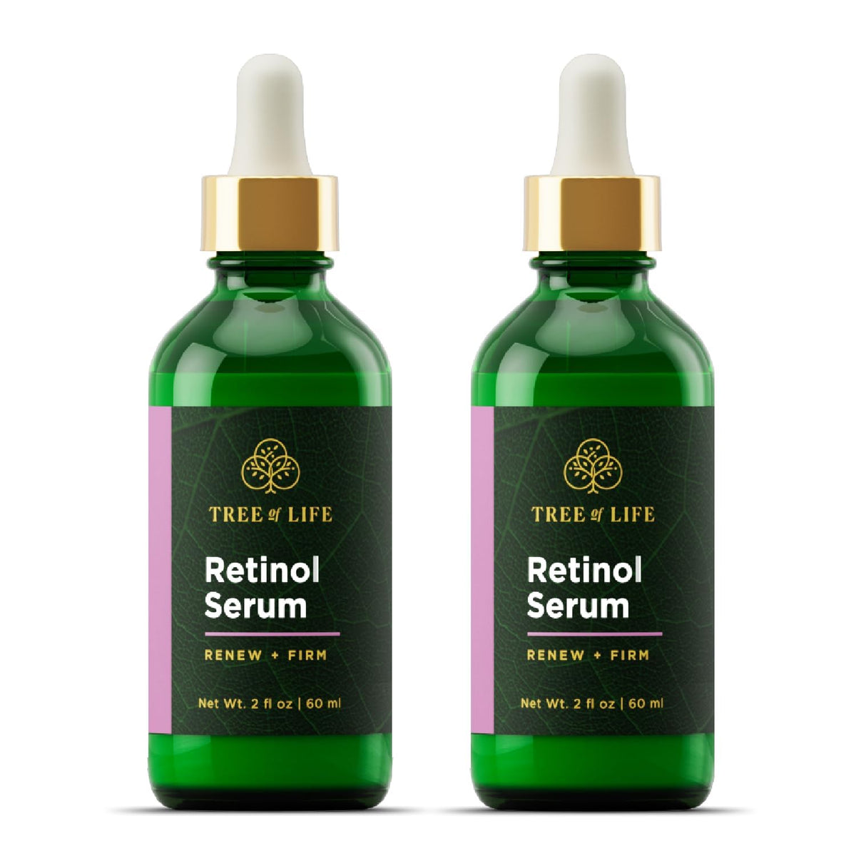 Tree of Life Beauty sérum retinol visage – bouteille élégante pour peau plus lisse et lumineuse.