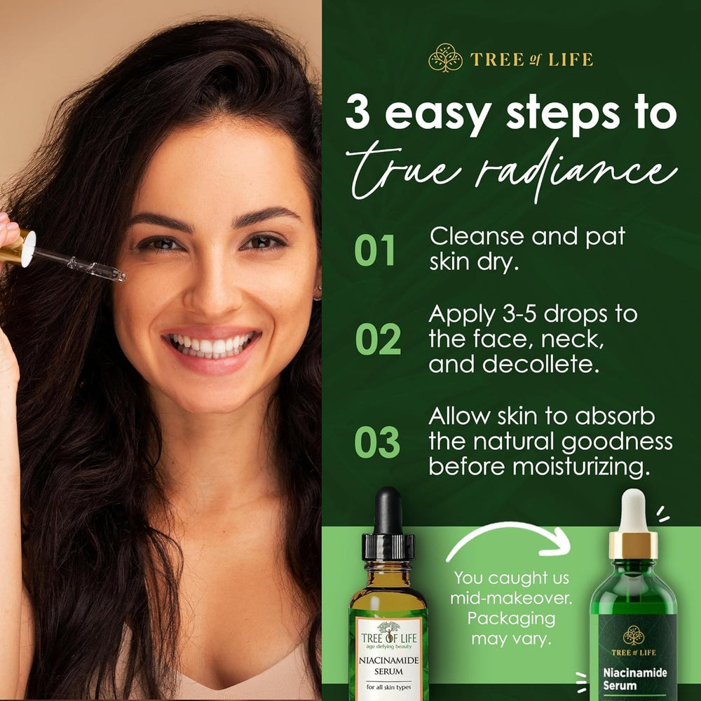 Tree of Life Beauty Niacinamide: formulation douce pour peaux sensibles.