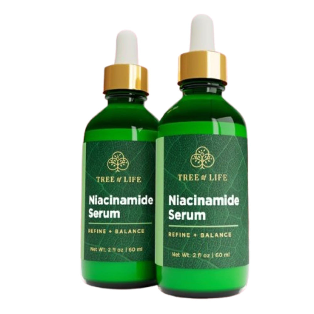 Sérum Niacinamide Tree of Life Beauty dans sa bouteille, hydratation efficace.