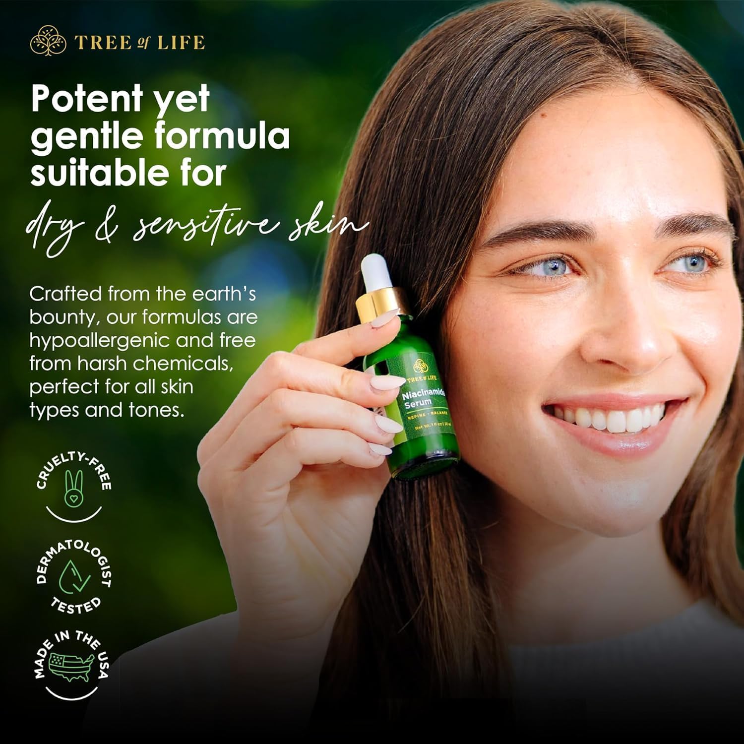 Niacinamide Tree of Life Beauty peut aider à estomper les taches.