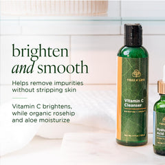 Close-up of creamy lather from Tree of Life Beauty Vitamin C Cleanser for gentle makeup removal.